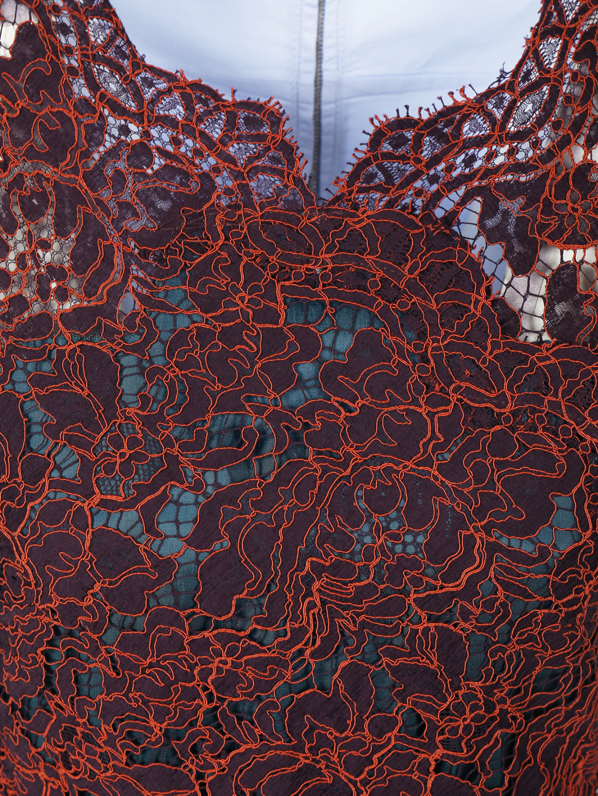 Платье из кружевного полотна и контрастной вставкой Carven  –  Деталь1  – Цвет:  Красный