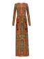 Платье-макси из шелка с узором и длинными рукавами Etro  –  Общий вид