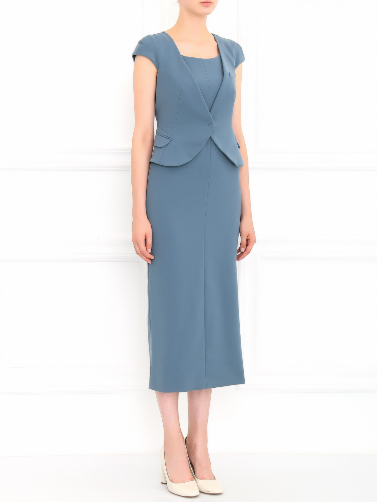 Платье-макси Emporio Armani  –  Модель Общий вид  – Цвет:  Синий