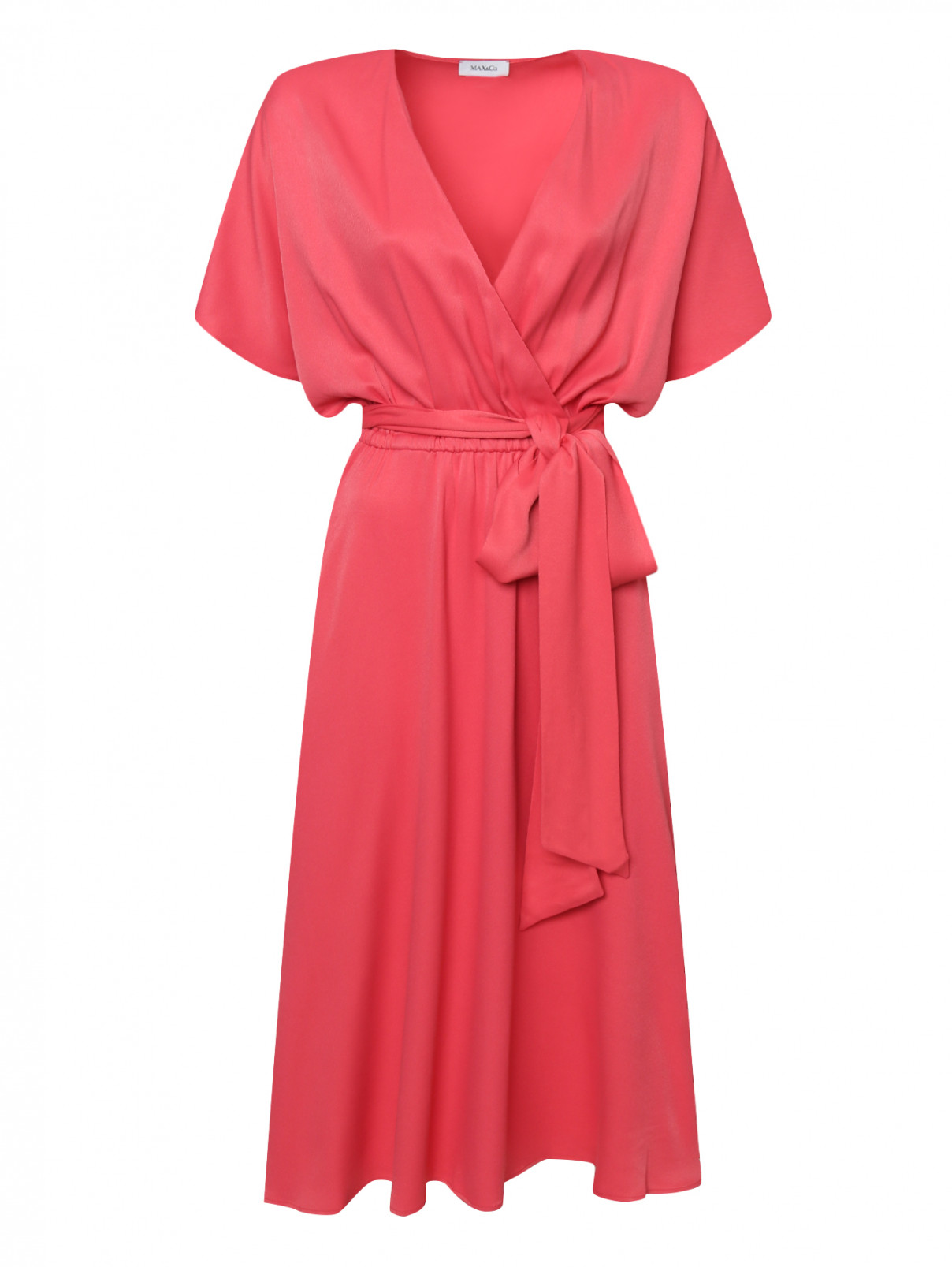 Платье под пояс с короткими рукавами Max&Co  –  Общий вид  – Цвет:  Розовый