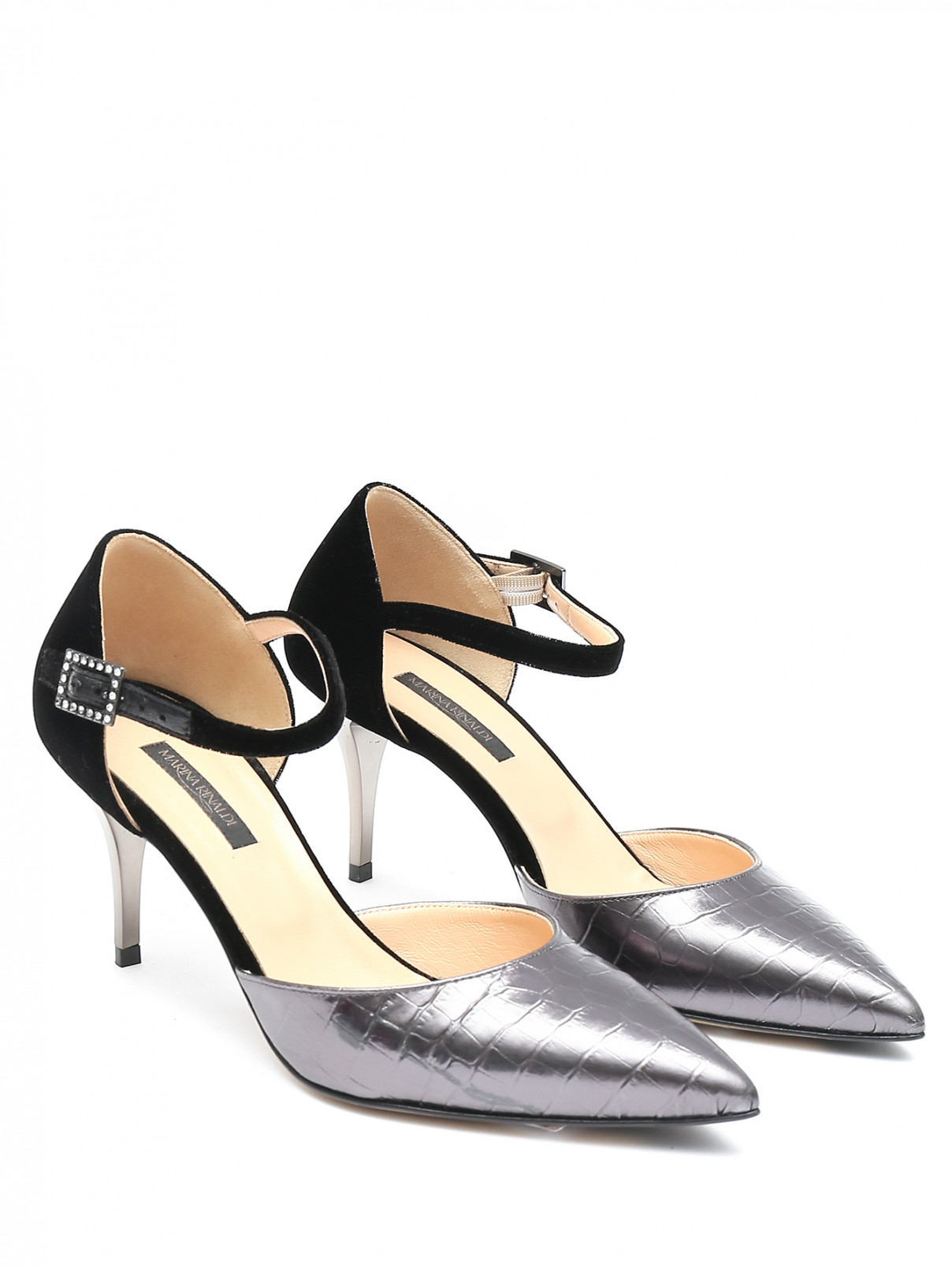 Туфли из кожи на среднем каблуке Marina Rinaldi  –  Общий вид  – Цвет:  Черный