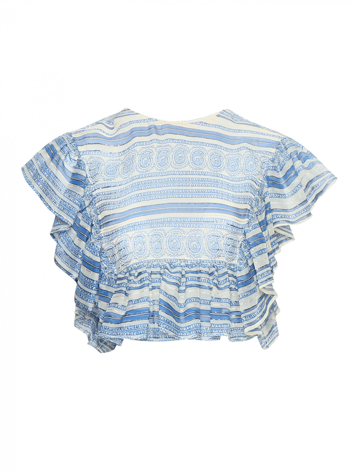 Блуза в полоску из шелка Philosophy di Lorenzo Serafini  –  Общий вид  – Цвет:  Синий