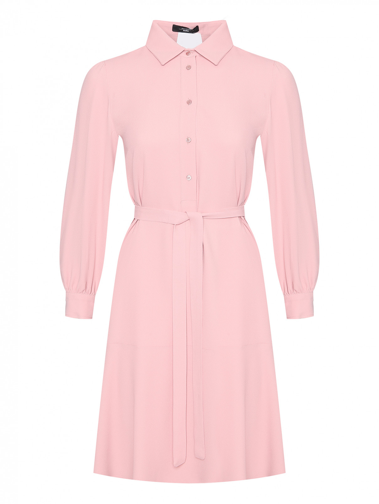 Однотонное платье с длинными рукавами Weekend Max Mara  –  Общий вид  – Цвет:  Розовый
