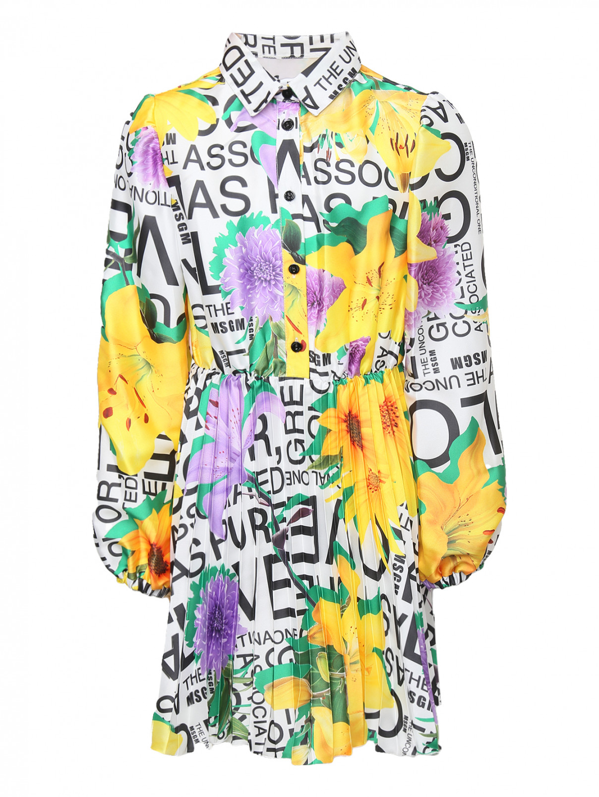 Платье с плиссированной юбкой MSGM  –  Общий вид  – Цвет:  Узор