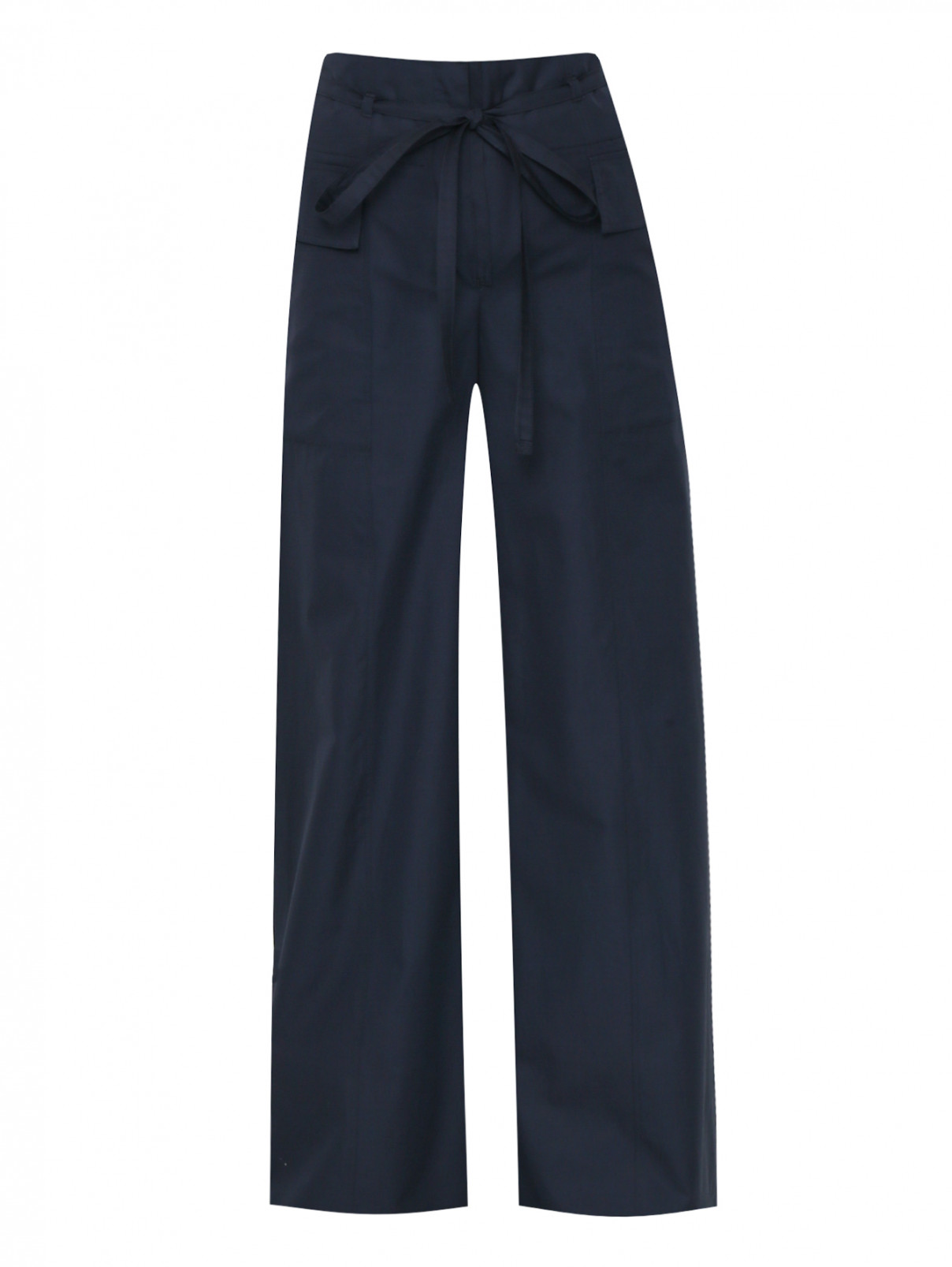 Широкие брюки из хлопка с накладными карманами Sportmax  –  Общий вид  – Цвет:  Синий