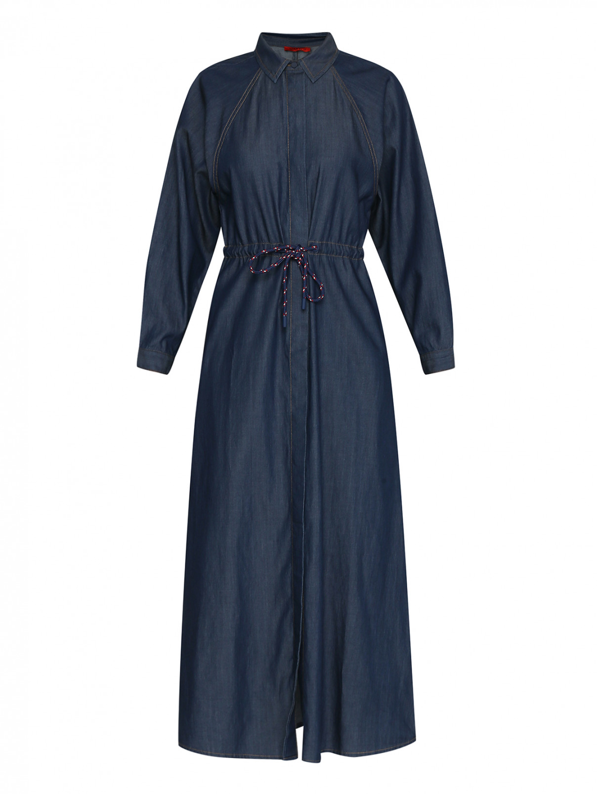 Платье-рубашка из денима Max&Co  –  Общий вид  – Цвет:  Синий