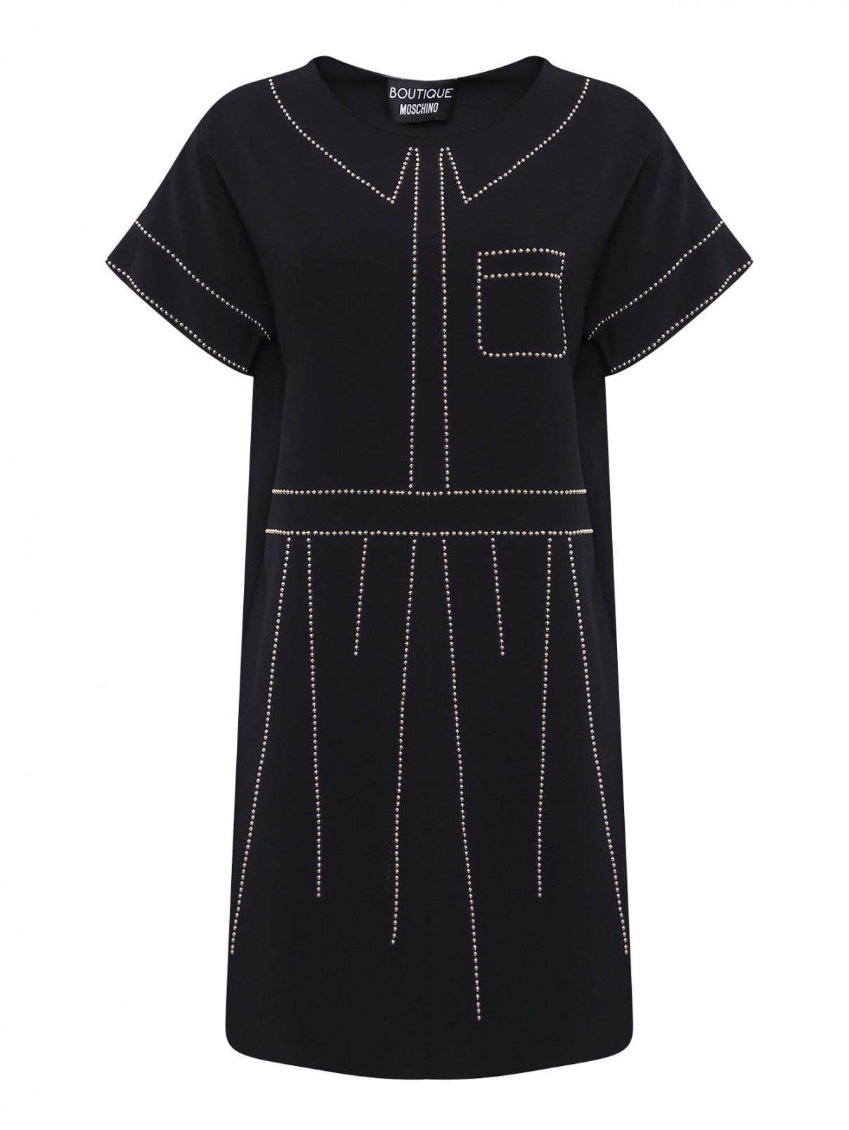 Платье свободного кроя с декоративной отделкой BOUTIQUE MOSCHINO  –  Общий вид  – Цвет:  Черный
