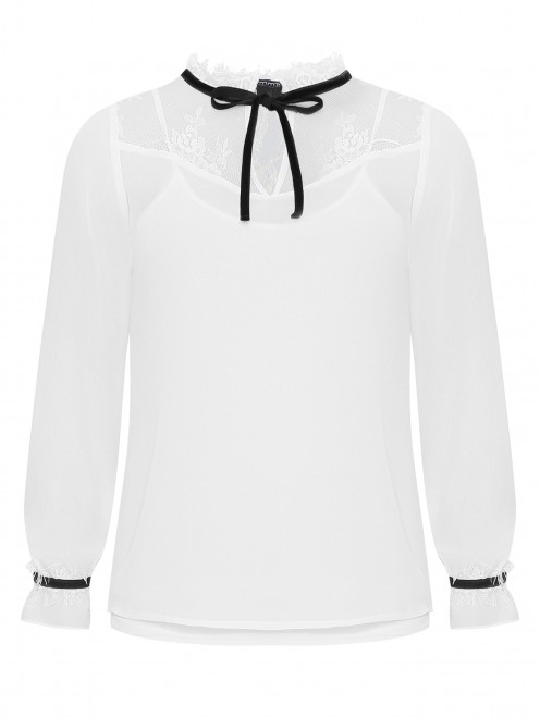Блуза с кружевом и бантом Comma - Общий вид