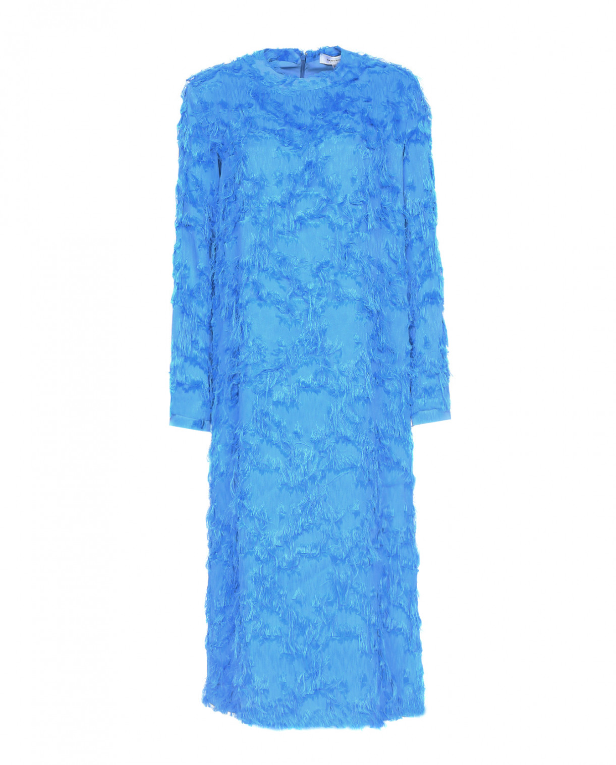 Платье-макси с бахромой Carven  –  Общий вид  – Цвет:  Синий
