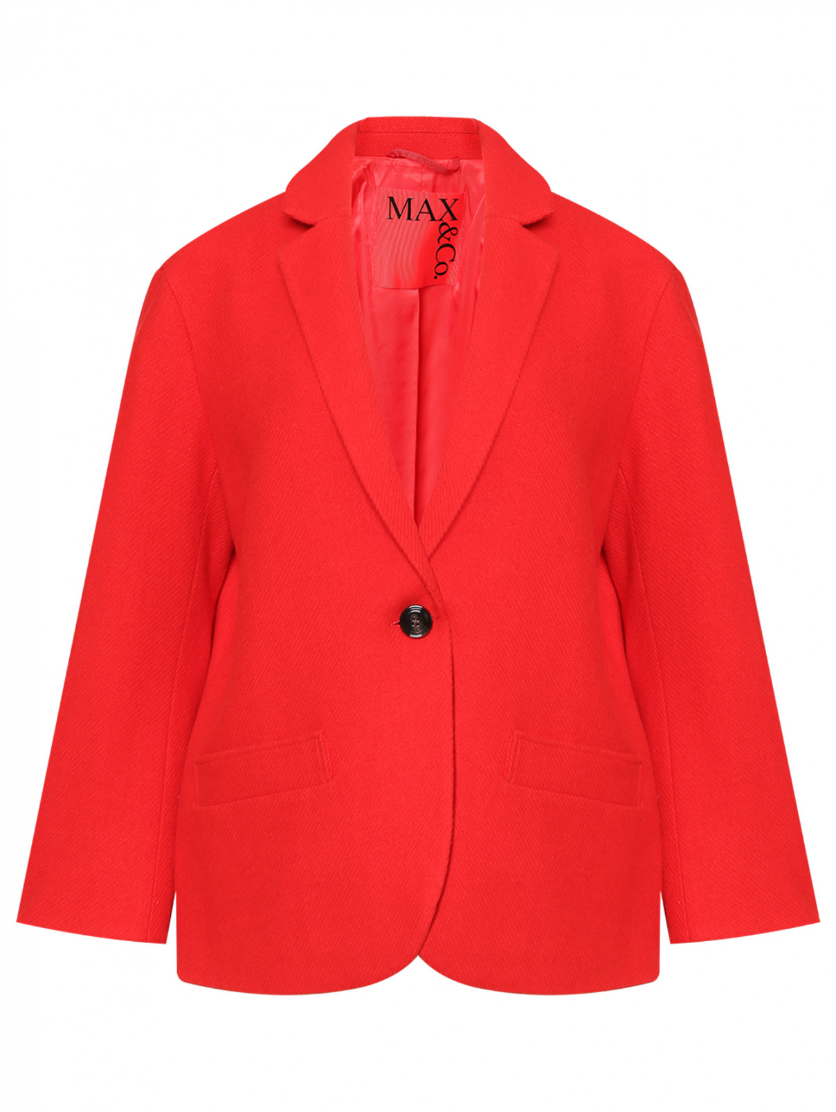 Жакет из шерсти прямого кроя Max&Co  –  Общий вид  – Цвет:  Красный