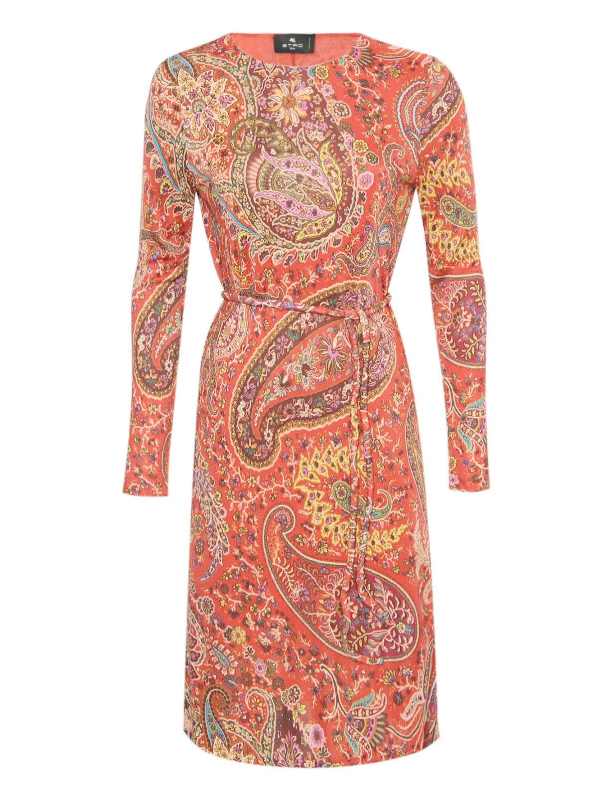 Платье из вискозы с узором Etro  –  Общий вид  – Цвет:  Оранжевый