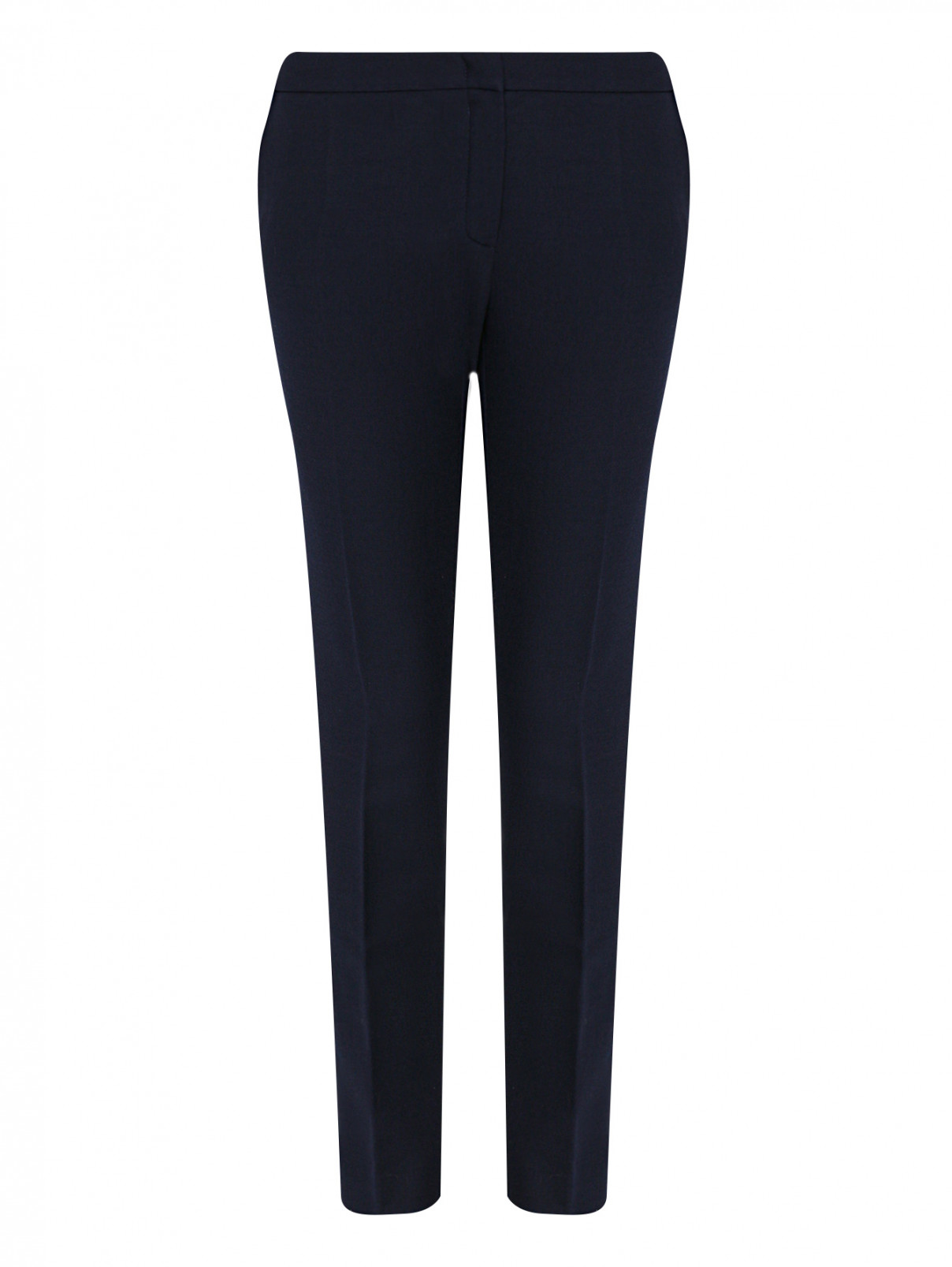Укороченные брюки из шерсти с карманами Luisa Spagnoli  –  Общий вид  – Цвет:  Синий
