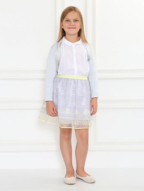 Болеро трикотажное с обтачкой из шелка Armani Junior - Модель Общий вид