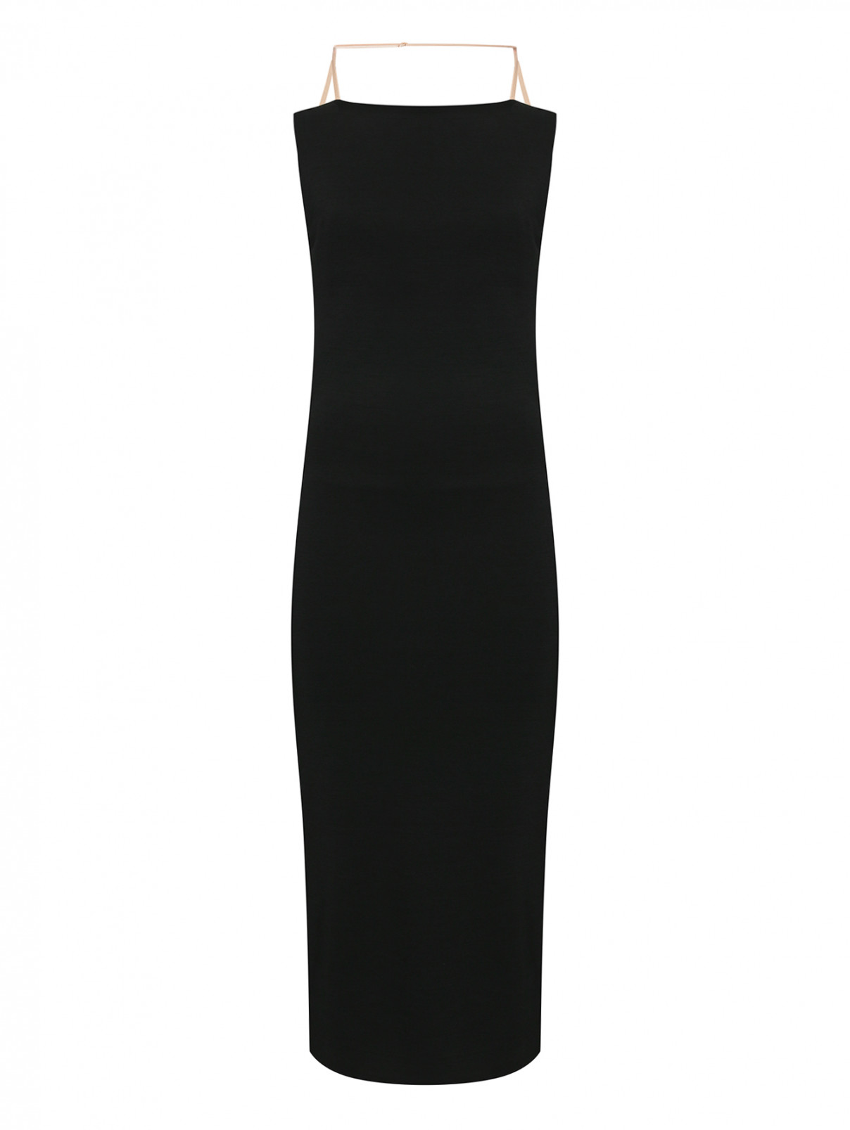 Платье из смешанной шерсти с открытой спиной Sportmax  –  Общий вид  – Цвет:  Черный