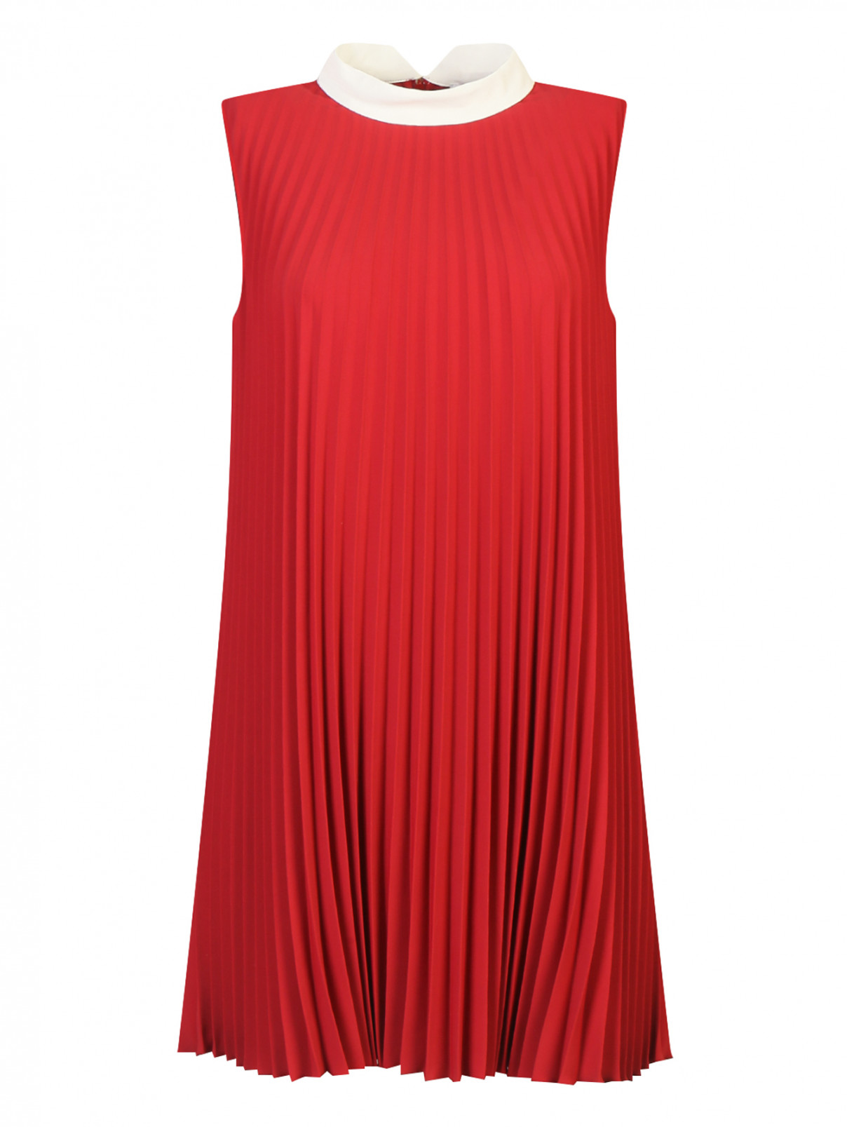 Плиссированное платье-мини Red Valentino  –  Общий вид  – Цвет:  Красный