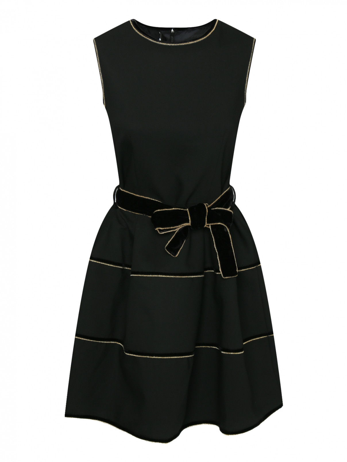 Платье футляр с бархатными вставками Dsquared2  –  Общий вид  – Цвет:  Черный