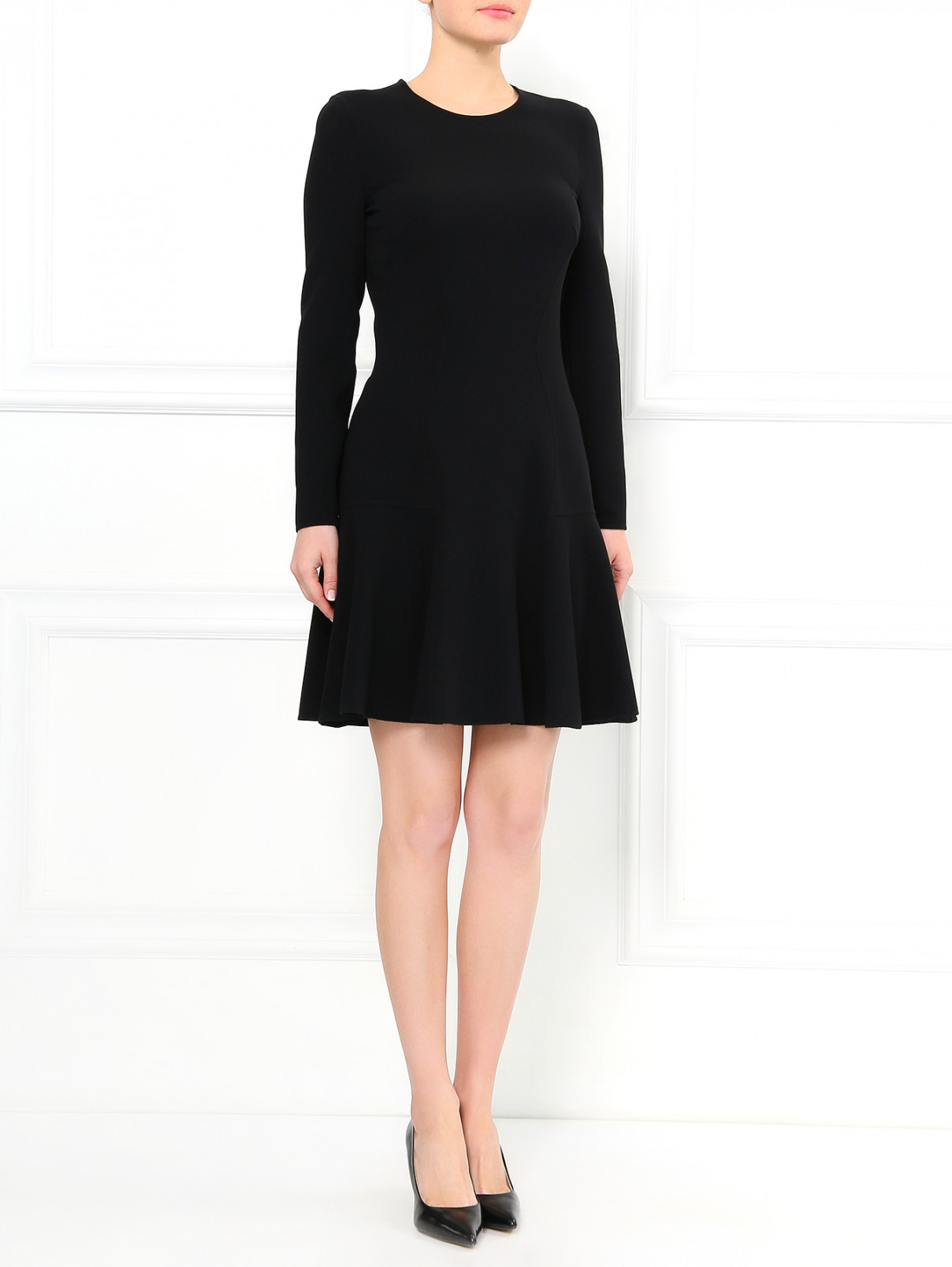 Платье-футляр из шерсти Michael Kors  –  Модель Общий вид  – Цвет:  Черный