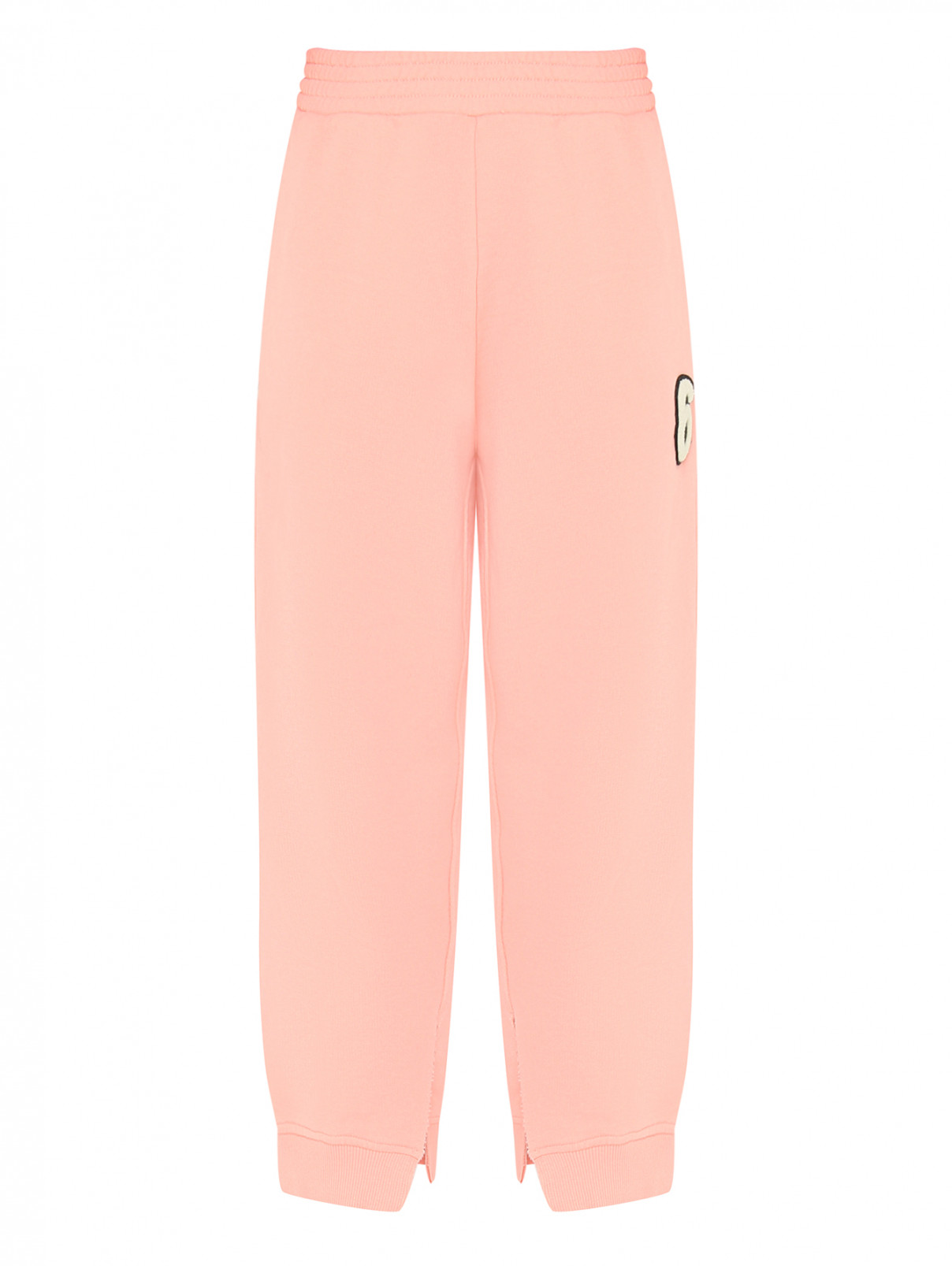 Хлопковые брюки с аппликацией MM6  –  Общий вид  – Цвет:  Розовый