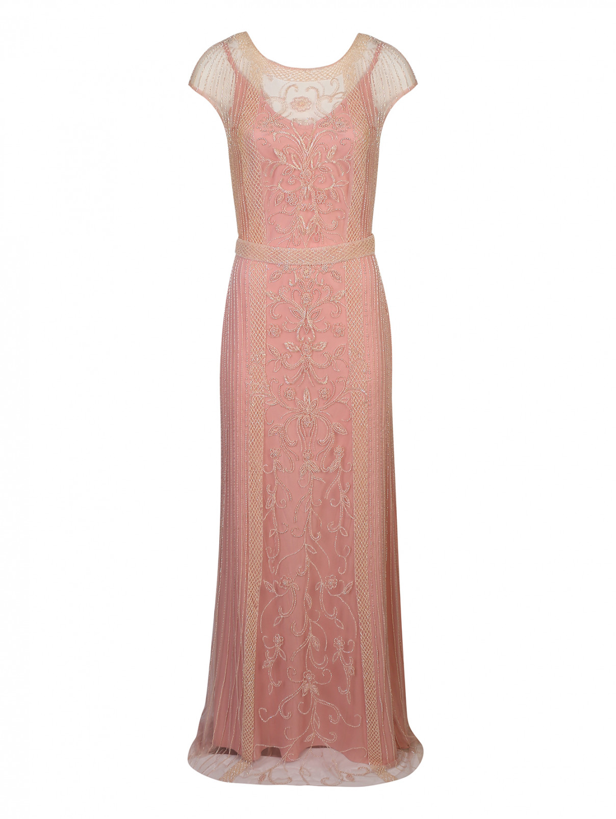 Платье макси из сетки с вышивкой бисером Rosa Clara  –  Общий вид  – Цвет:  Розовый