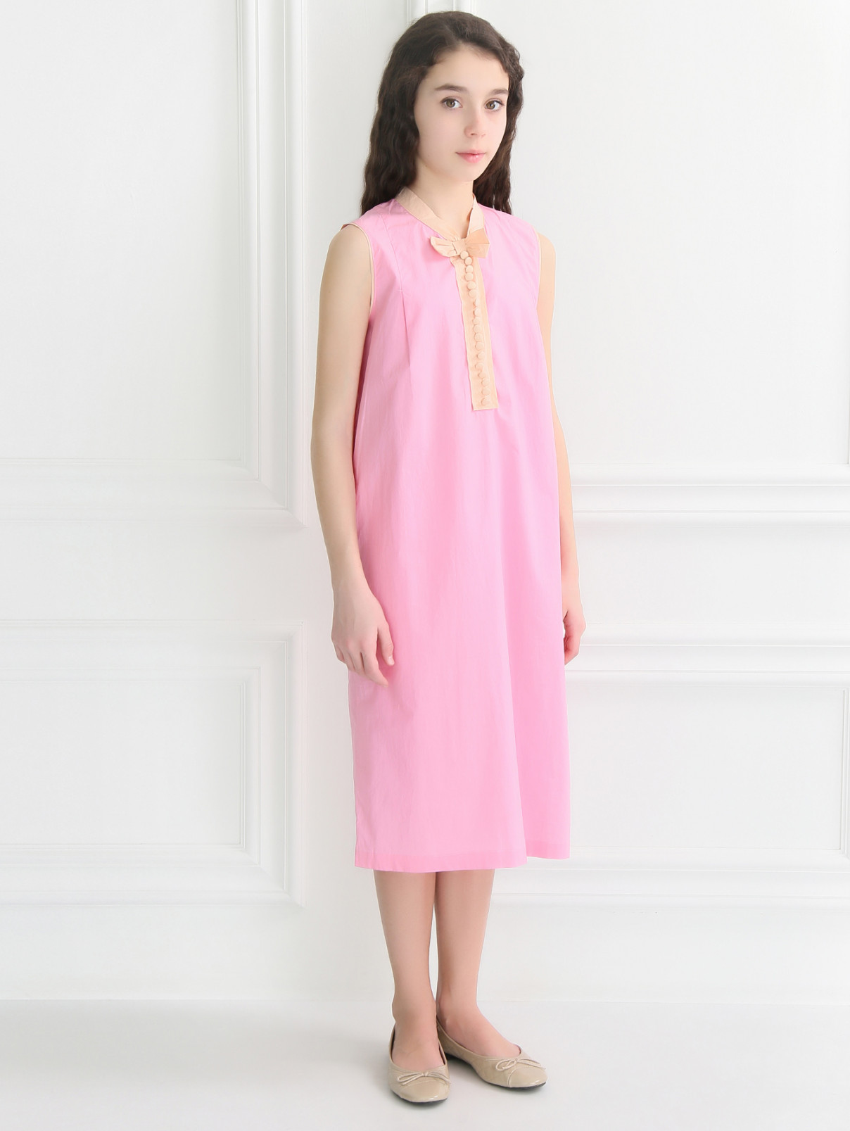 Платье прямого кроя с декором Marni  –  Модель Общий вид  – Цвет:  Розовый