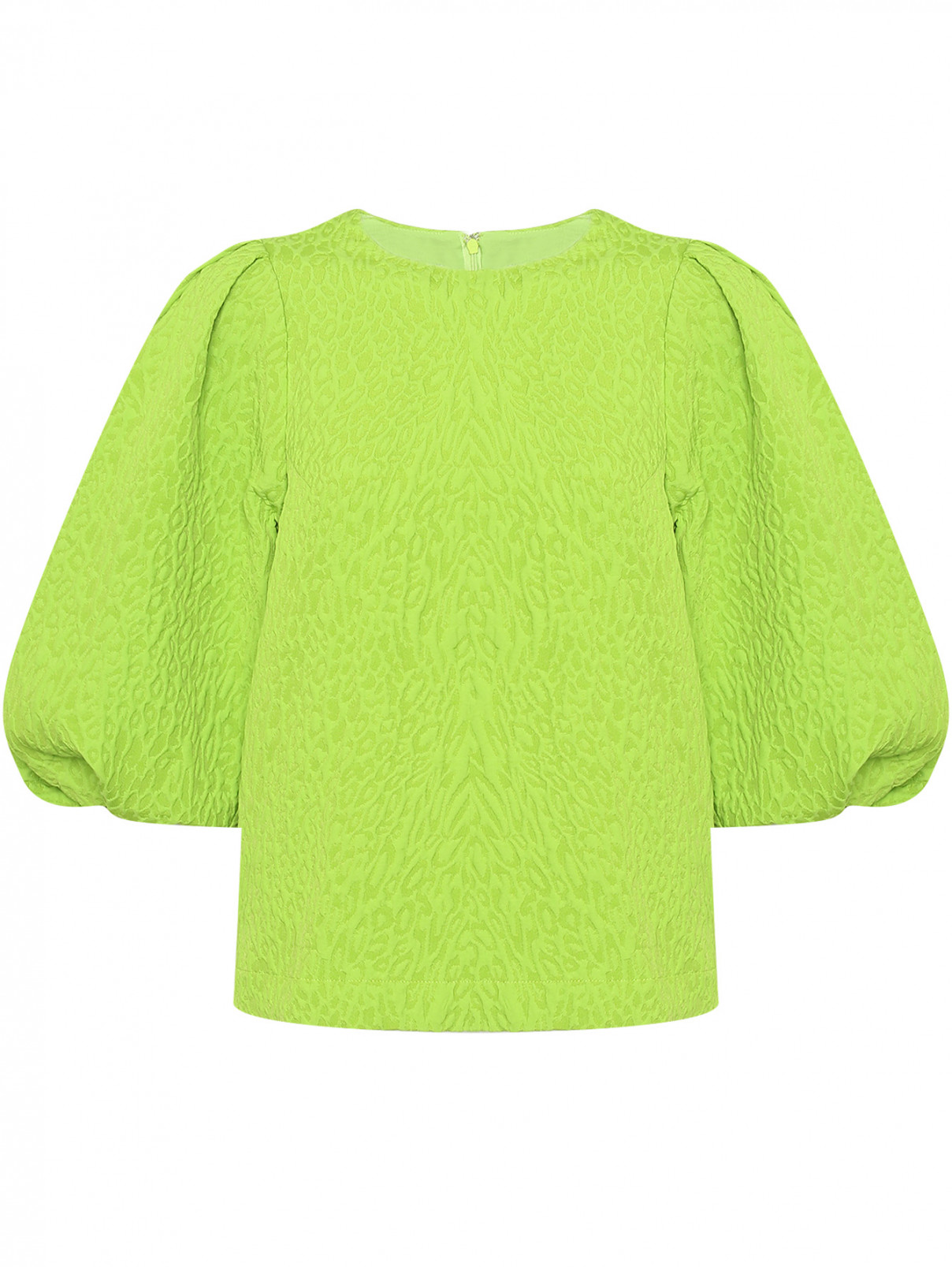Блуза с объемными рукавами Essentiel Antwerp  –  Общий вид  – Цвет:  Зеленый
