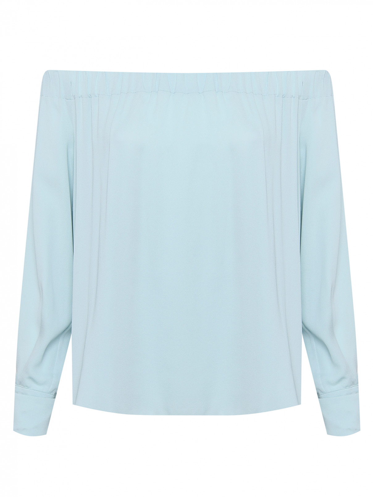 Блуза из шелка с открытыми плечами Max Mara  –  Общий вид  – Цвет:  Синий