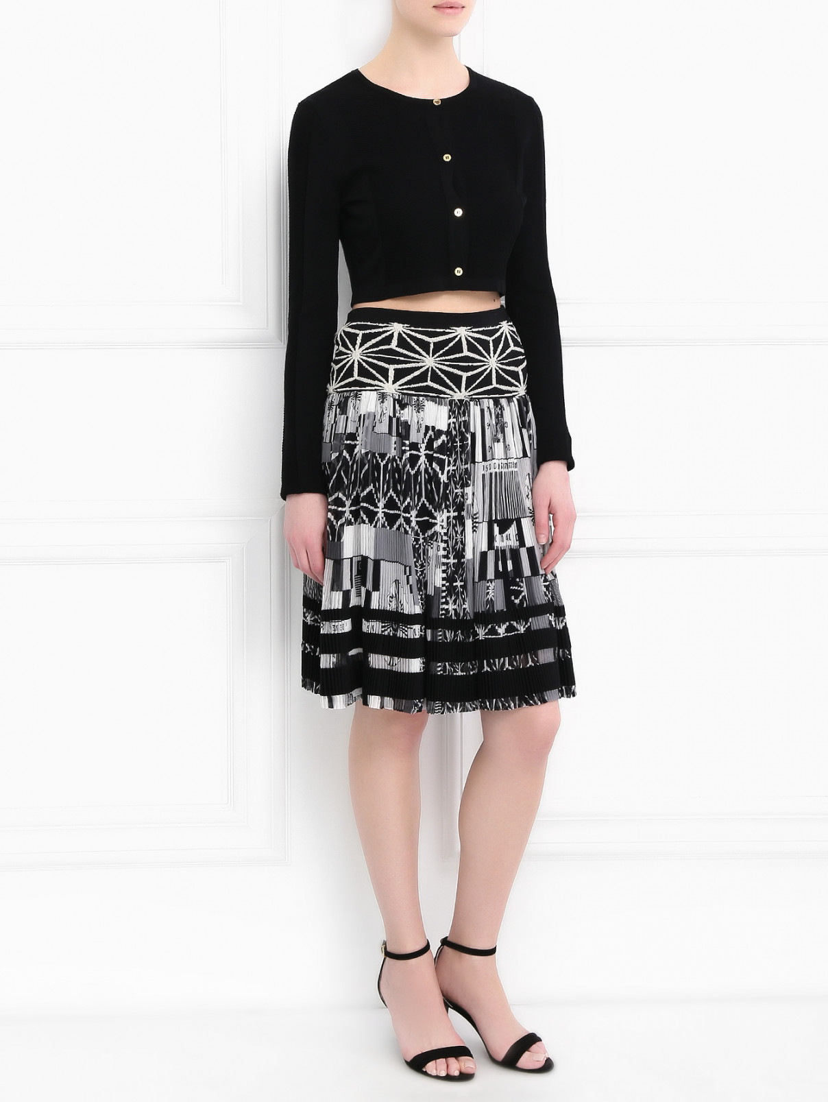 Плиссированная юбка из шелка  с абстрактным узором Jean Paul Gaultier  –  Модель Общий вид  – Цвет:  Узор
