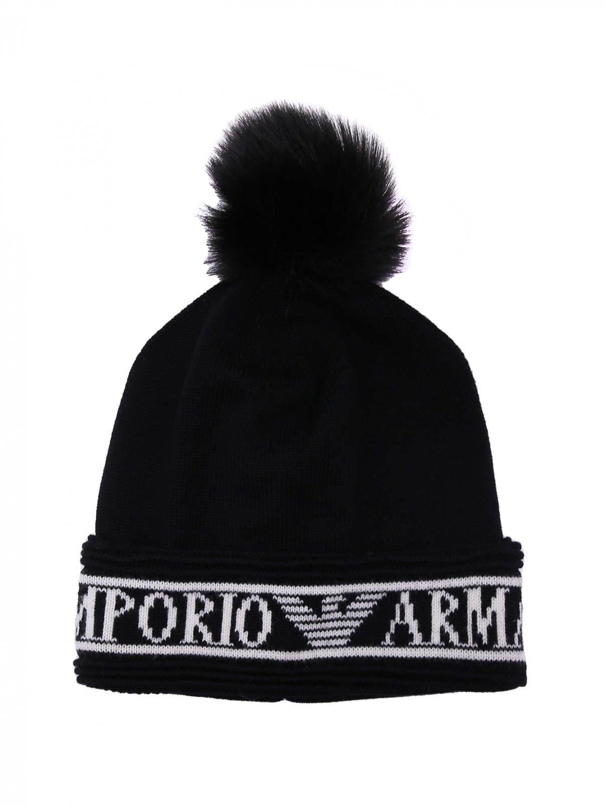 Комплект: шапка и шарф Emporio Armani  –  Общий вид  – Цвет:  Черный
