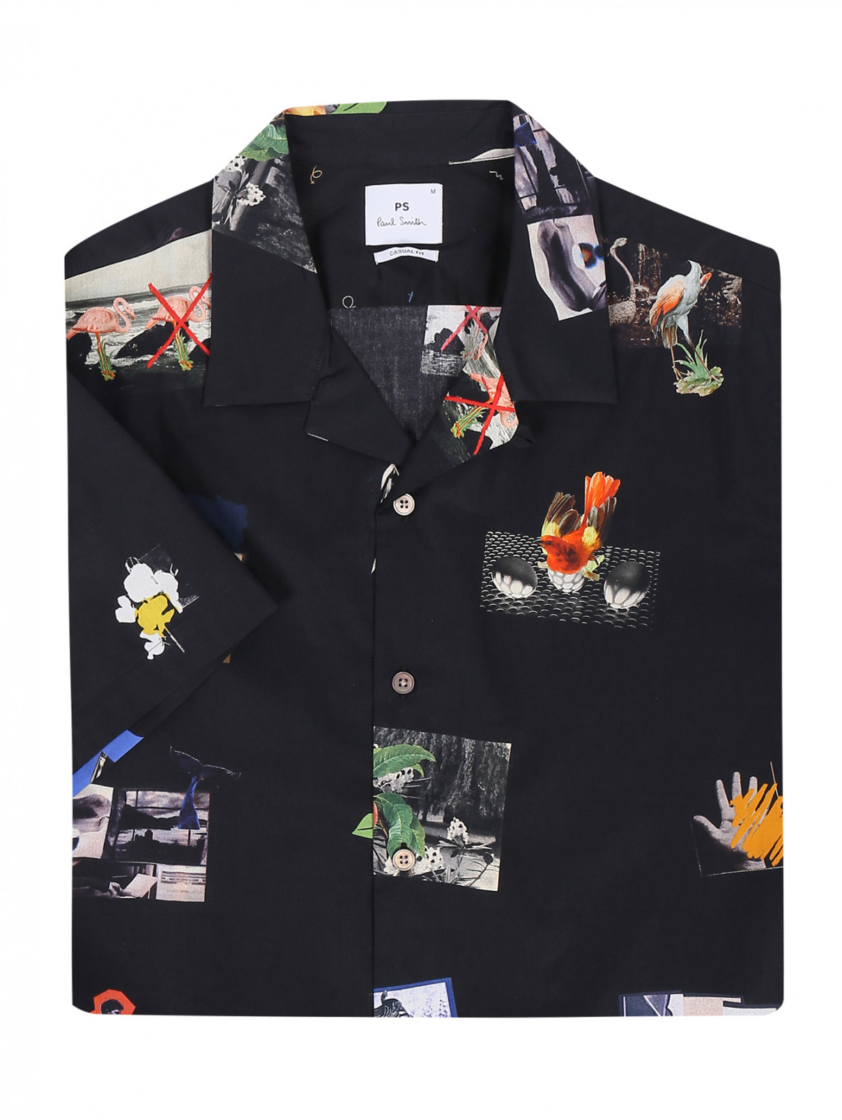 Рубашка из хлопка с узором Paul Smith  –  Общий вид  – Цвет:  Черный