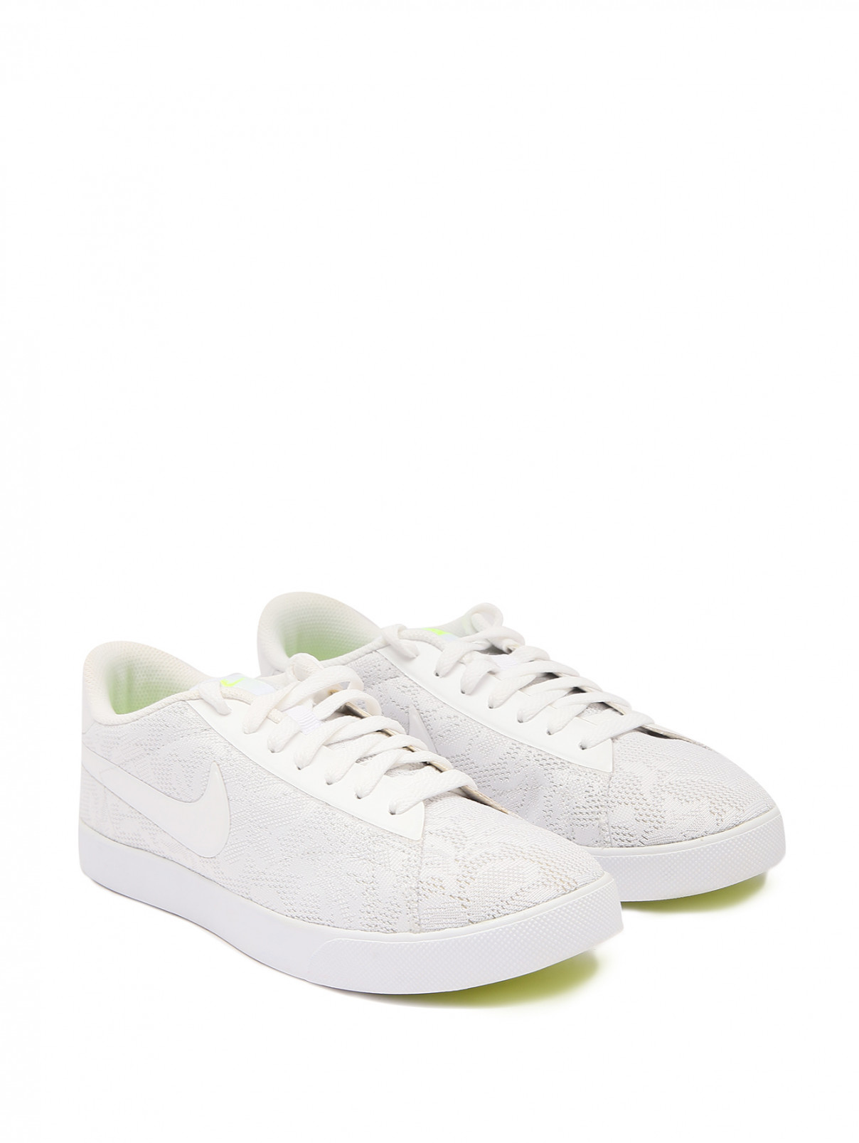Кеды из текстиля на шнурках Nike  –  Обтравка4  – Цвет:  Белый