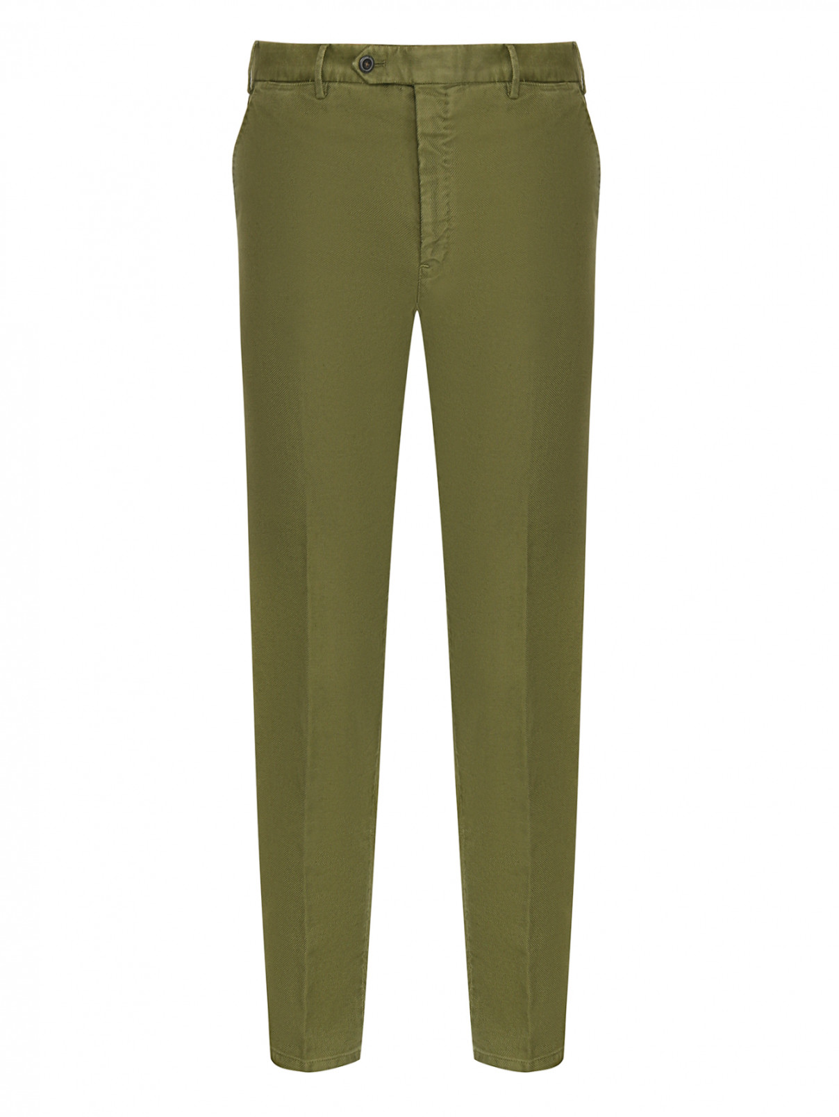 Брюки из хлопка прямого кроя с карманами PT Torino  –  Общий вид  – Цвет:  Зеленый