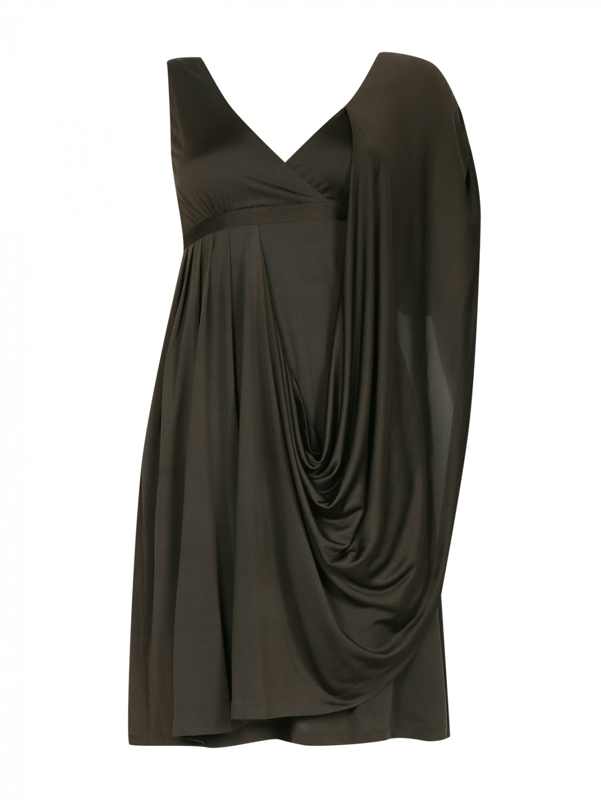 Платье из шелка с драпировкой Kenzo  –  Общий вид  – Цвет:  Серый