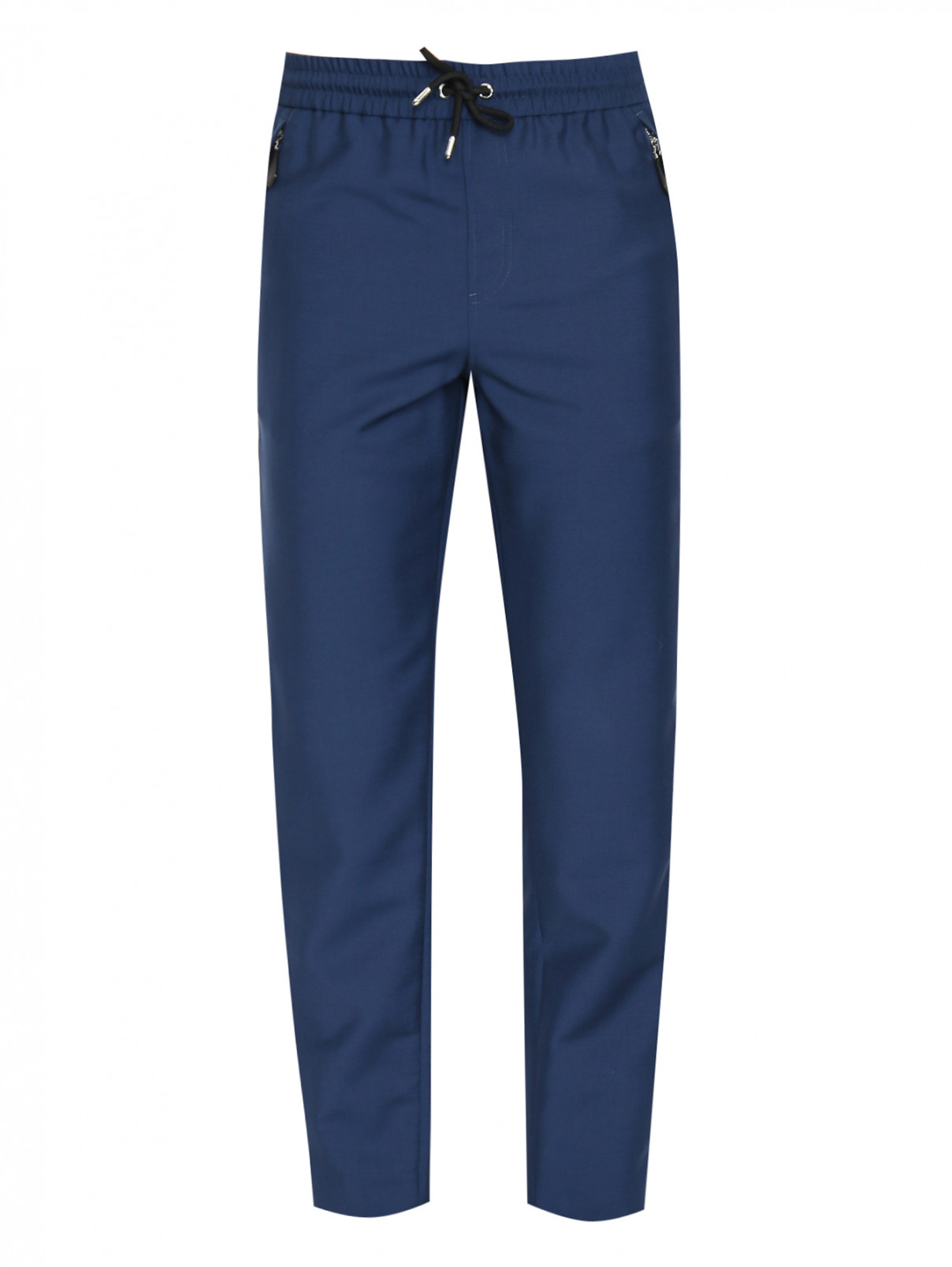 Трикотажные брюки на резинке с карманами Burberry  –  Общий вид  – Цвет:  Синий