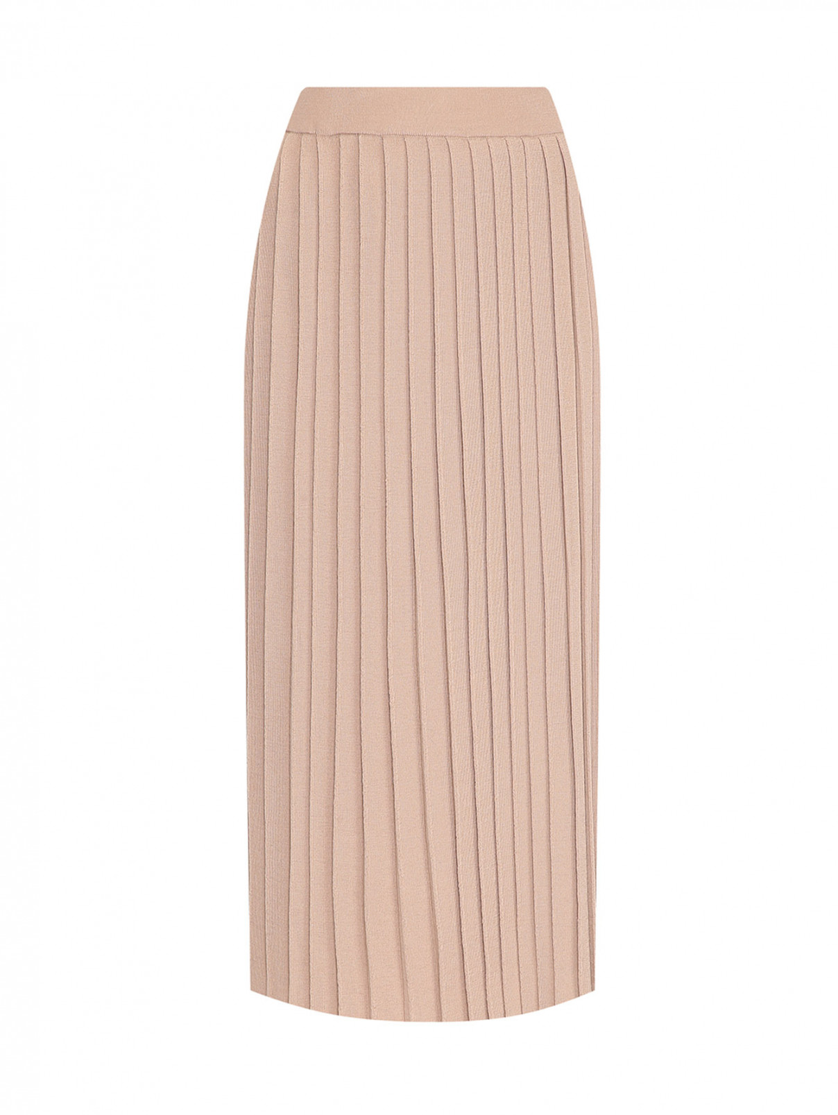 Трикотажная юбка-миди на резинке Weekend Max Mara  –  Общий вид  – Цвет:  Бежевый