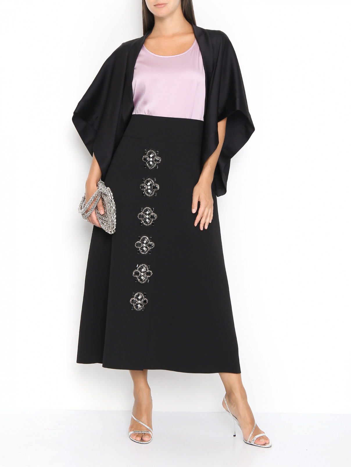 Накидка с широкими рукавами Marina Rinaldi  –  МодельОбщийВид  – Цвет:  Черный