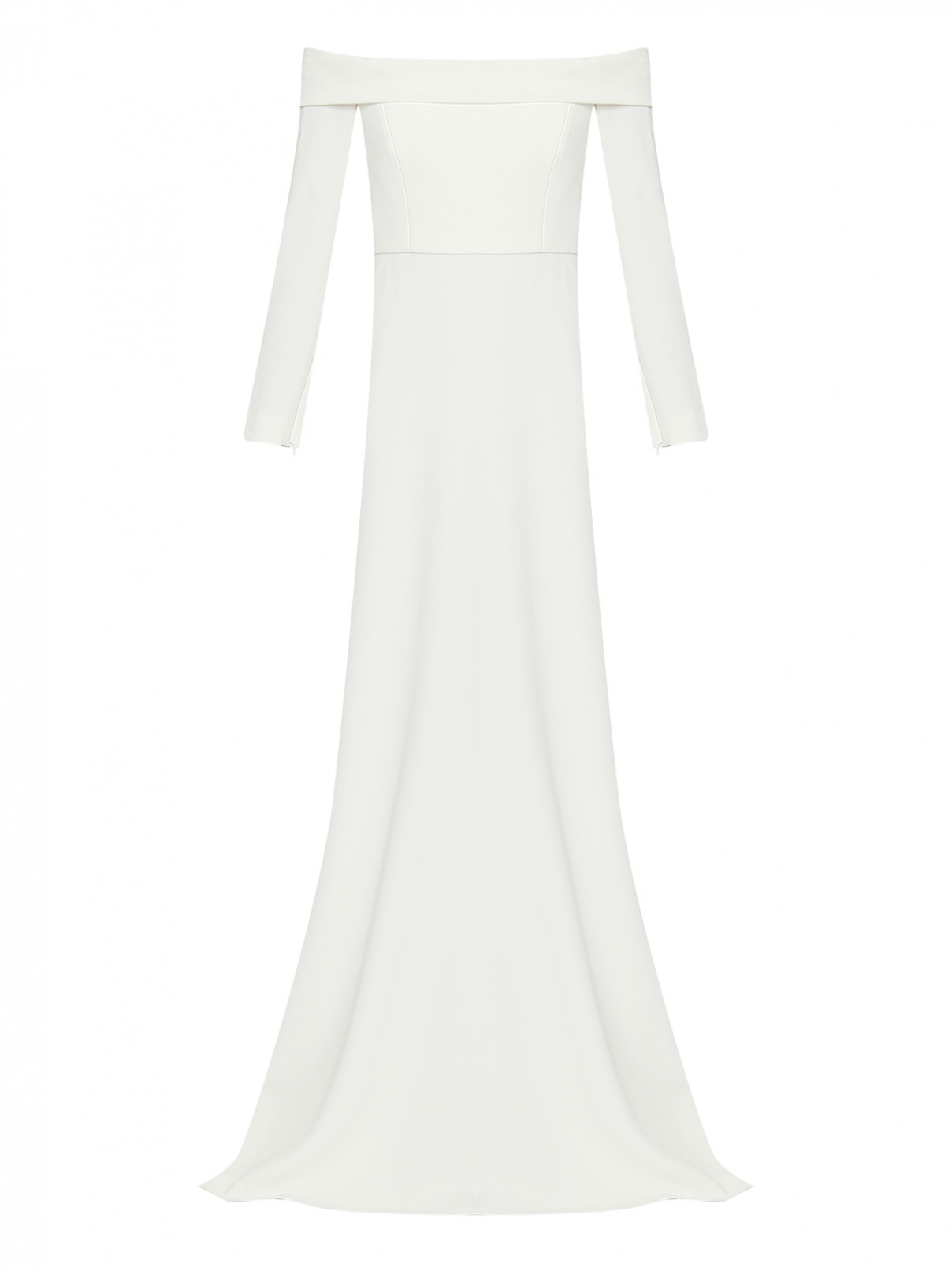 Платье-макси с открытыми плечами Max Mara  –  Общий вид  – Цвет:  Белый
