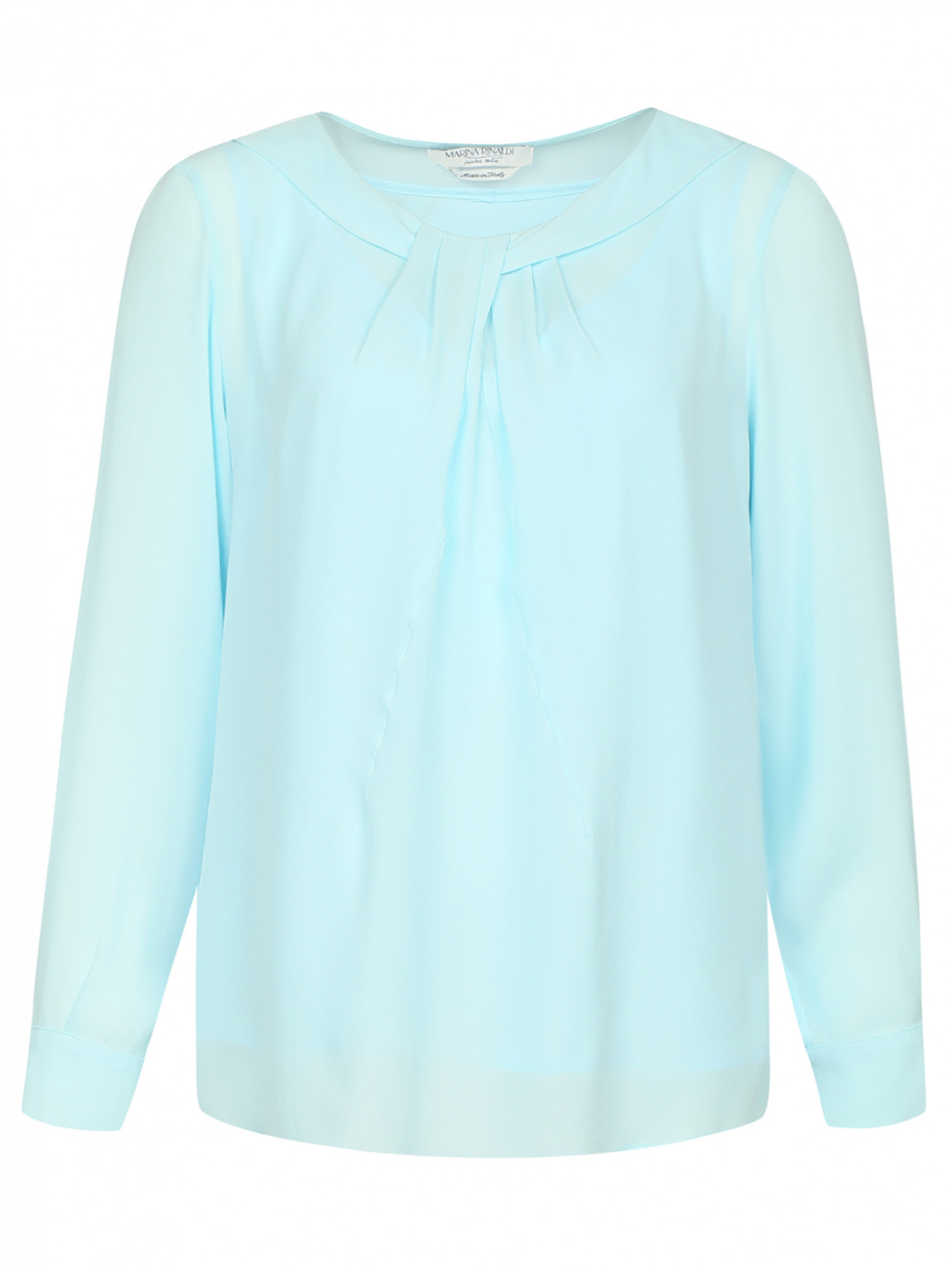Блуза из шелка с драпировкой Marina Rinaldi  –  Общий вид  – Цвет:  Синий