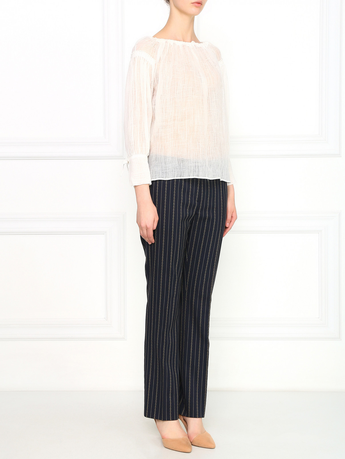 Блуза из льна свободного кроя Alberta Ferretti  –  Модель Общий вид  – Цвет:  Белый