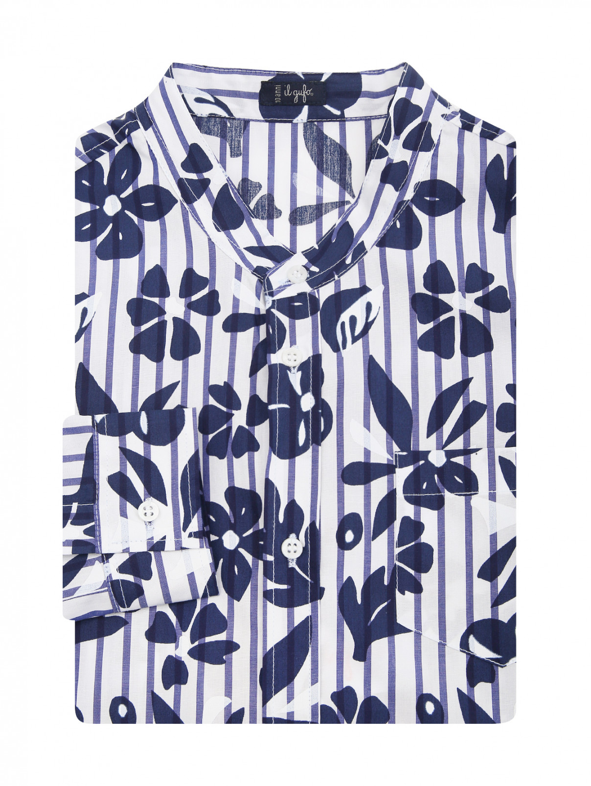 Рубашка хлопковая с узором Il Gufo  –  Общий вид  – Цвет:  Узор
