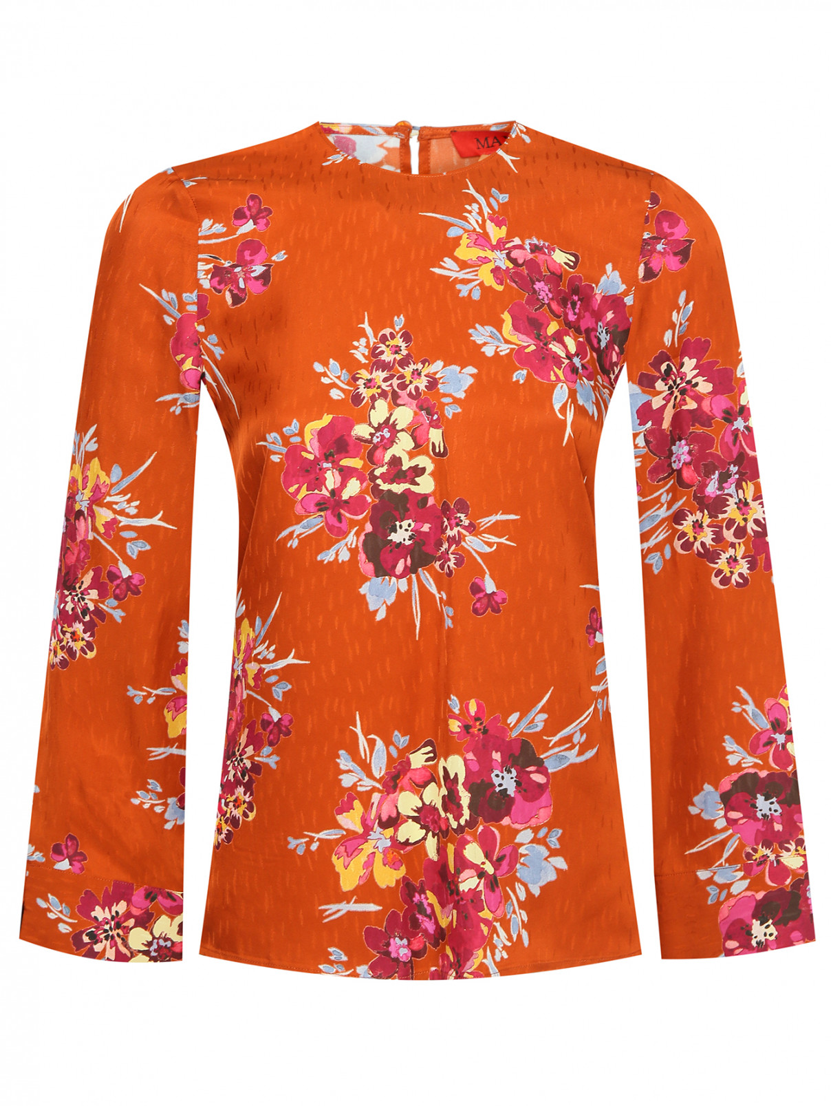 Блуза прямого кроя с цветочным узором Max&Co  –  Общий вид  – Цвет:  Коричневый