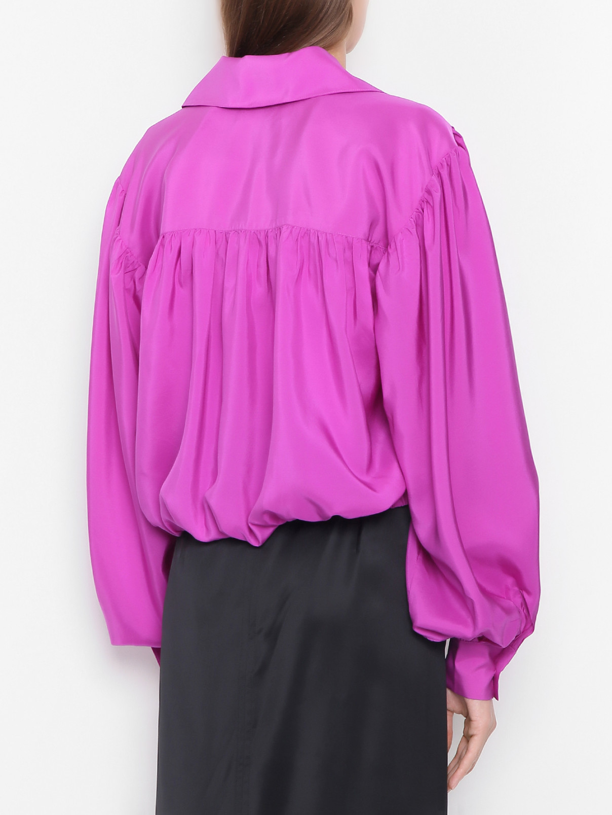 Укороченная блуза из шелка Rohe  –  МодельВерхНиз1  – Цвет:  Фиолетовый