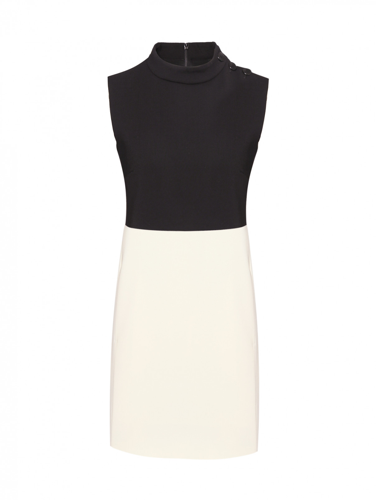 Комбинированное платье из смесовой шерсти Max Mara  –  Общий вид  – Цвет:  Черный