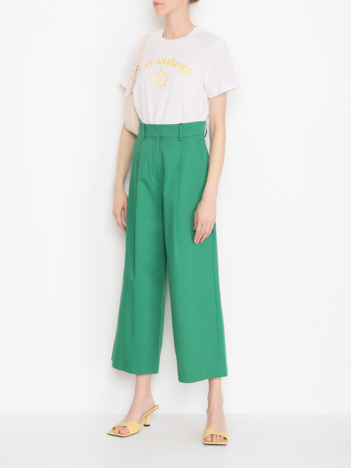 Брюки из хлопка широкого кроя Weekend Max Mara - МодельОбщийВид
