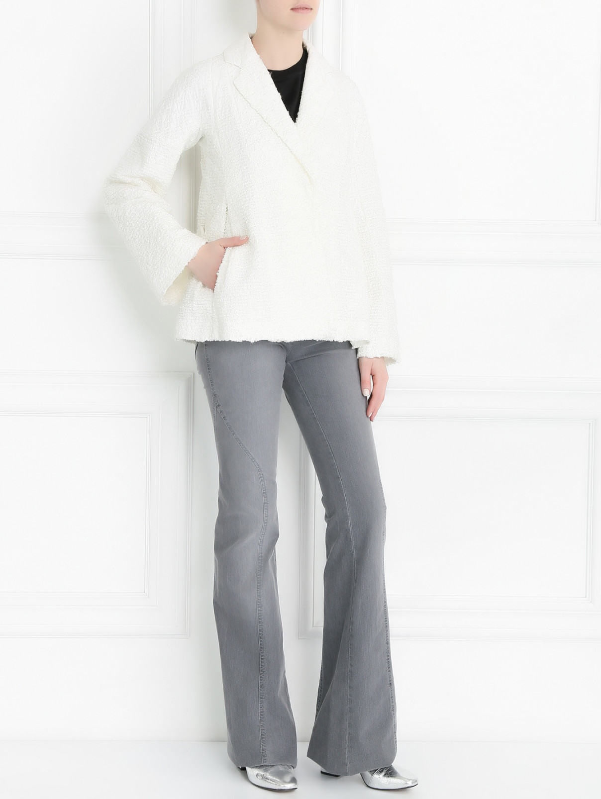 Расклешенные джинсы из мягкого денима La Perla  –  Модель Общий вид  – Цвет:  Серый