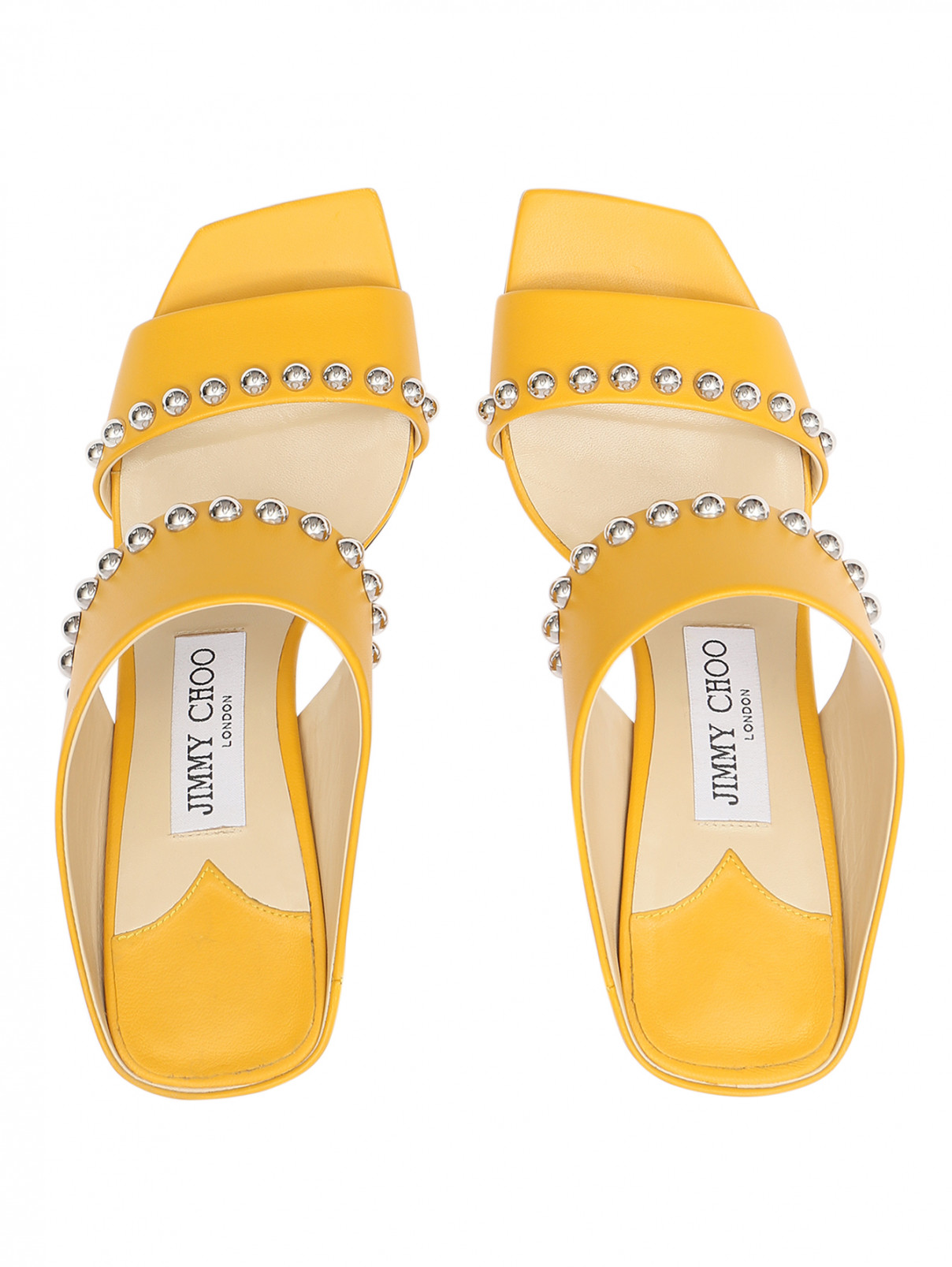 Босоножки из кожи с металлической фурнитурой Jimmy Choo  –  Обтравка4  – Цвет:  Желтый