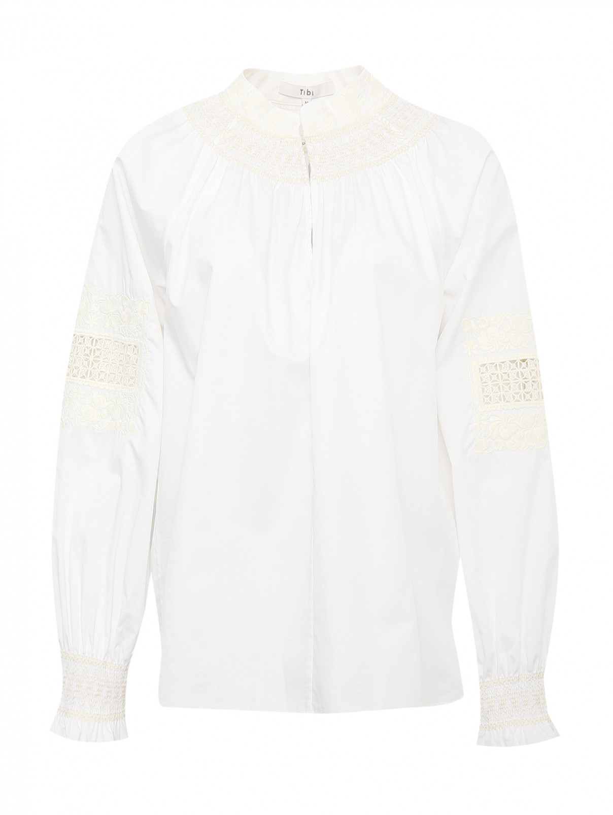 Блуза из хлопка с вышивкой TIBI  –  Общий вид  – Цвет:  Белый
