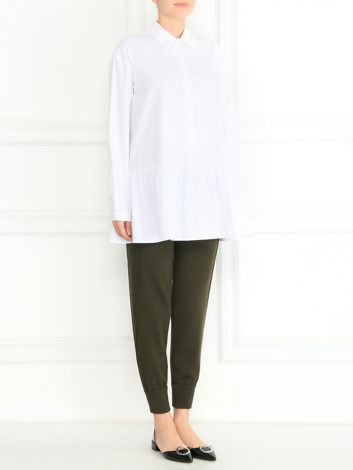 Удлиненная блуза из хлопка свободного кроя Isola Marras  –  Модель Общий вид  – Цвет:  Белый