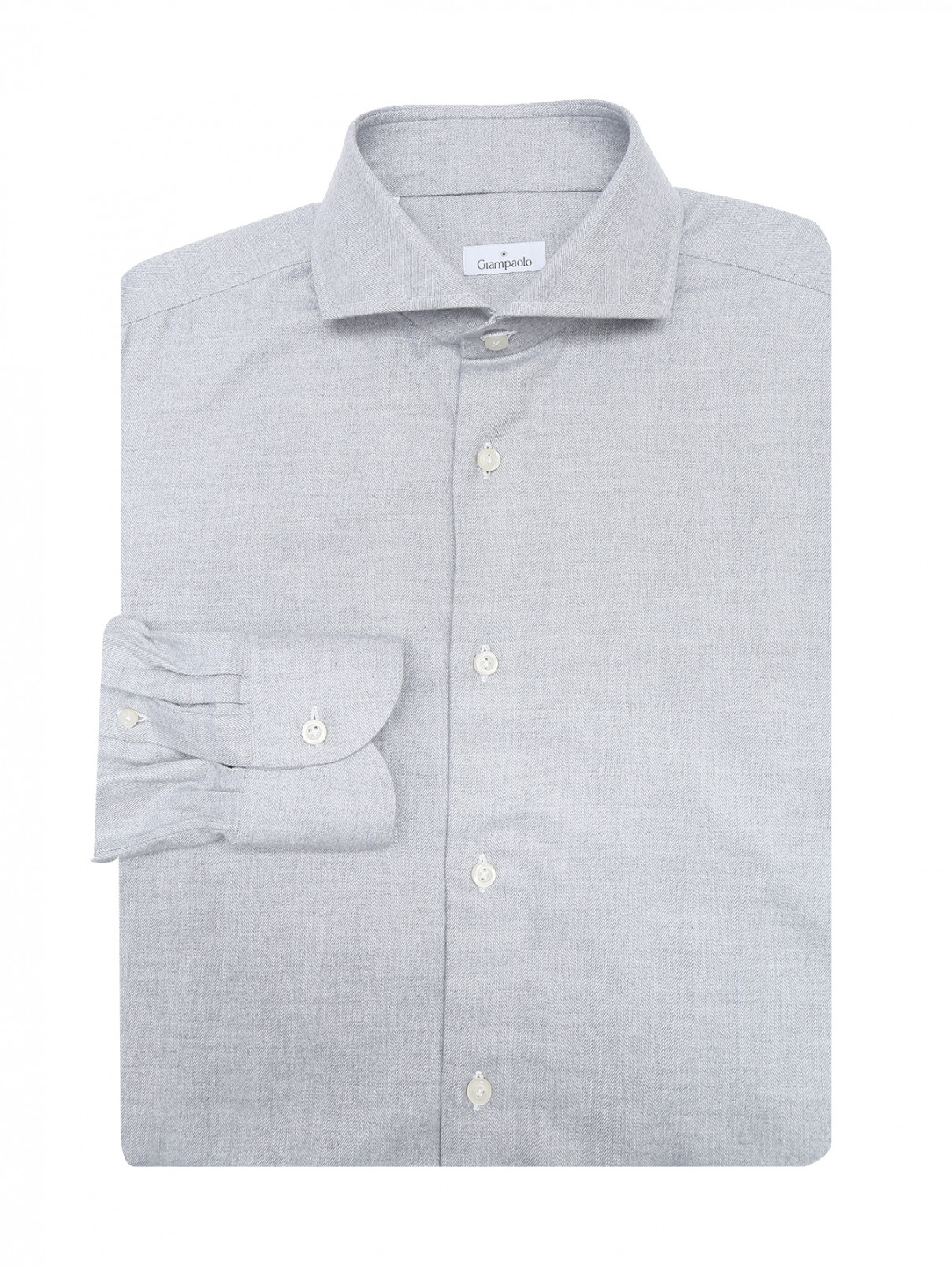 Однотонная рубашка из смешанного хлопка Giampaolo  –  Общий вид  – Цвет:  Серый