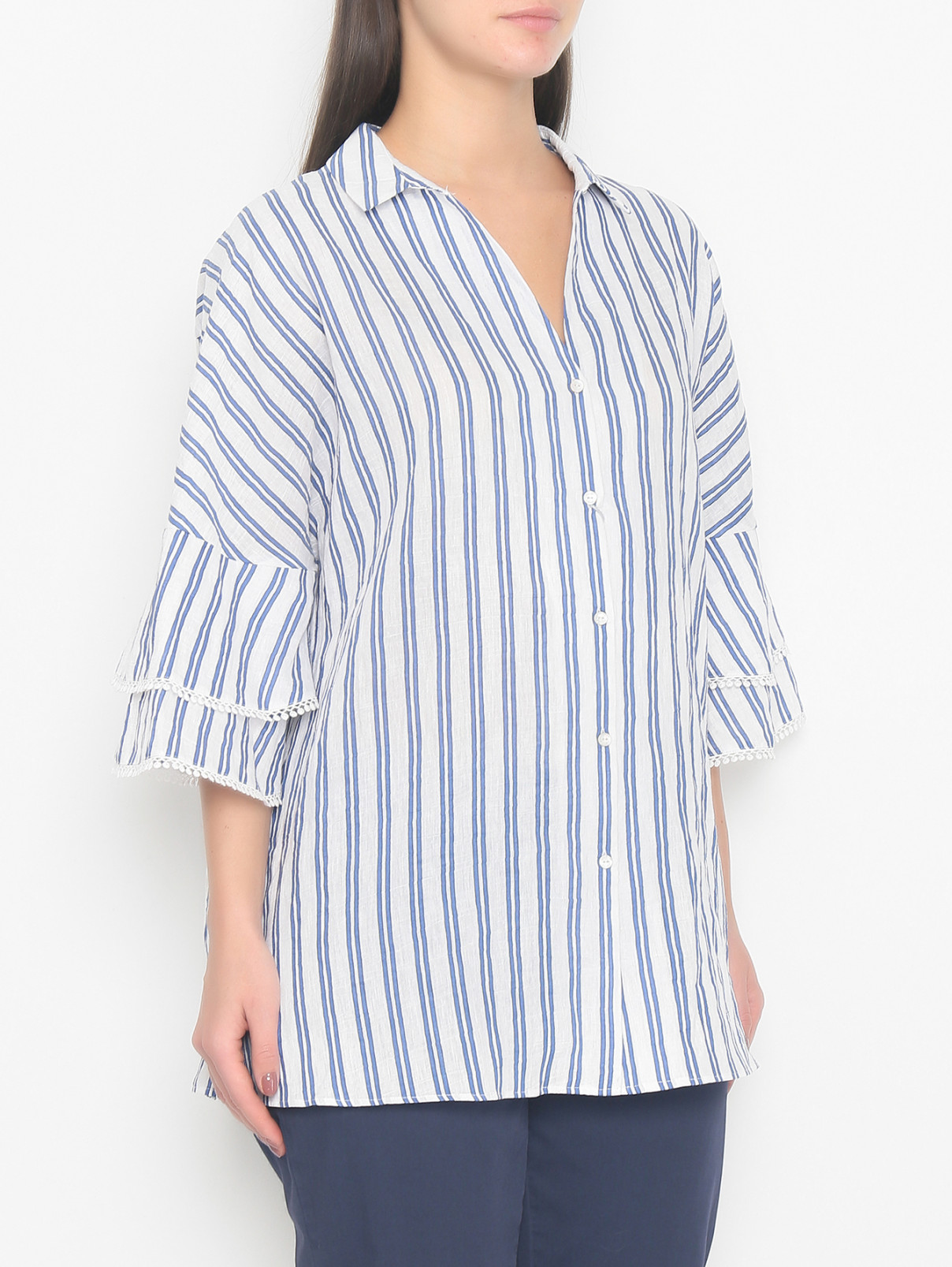 Рубашка на пуговицах с узором полоска Marina Sport  –  МодельВерхНиз  – Цвет:  Узор