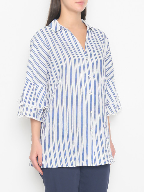 Рубашка на пуговицах с узором полоска - МодельВерхНиз